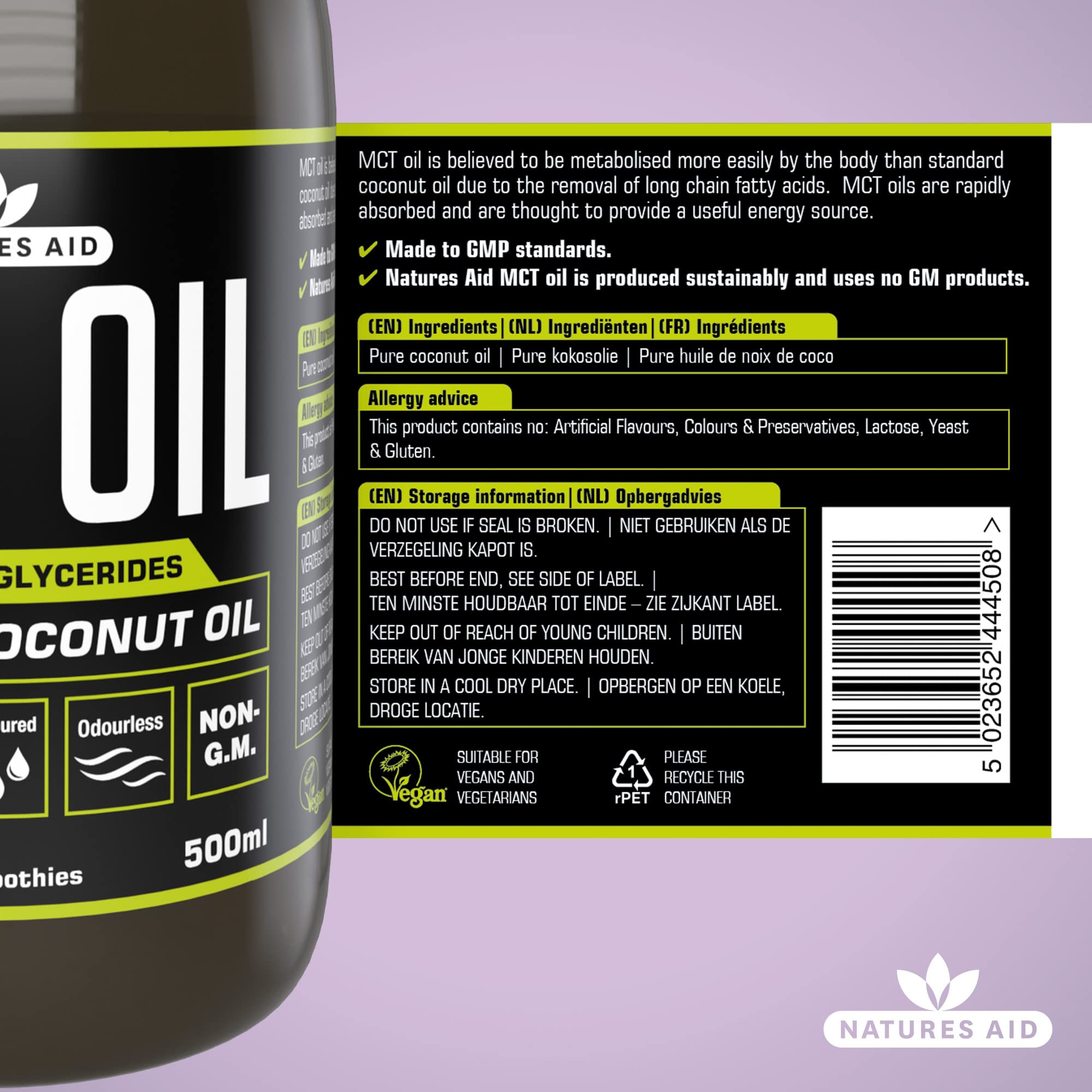 Natures Aid 100% MCT Oil 500ml - Premium Coconut MCT - Keto Friendly - Vegan, Non-GMO, Gluten-Free 3