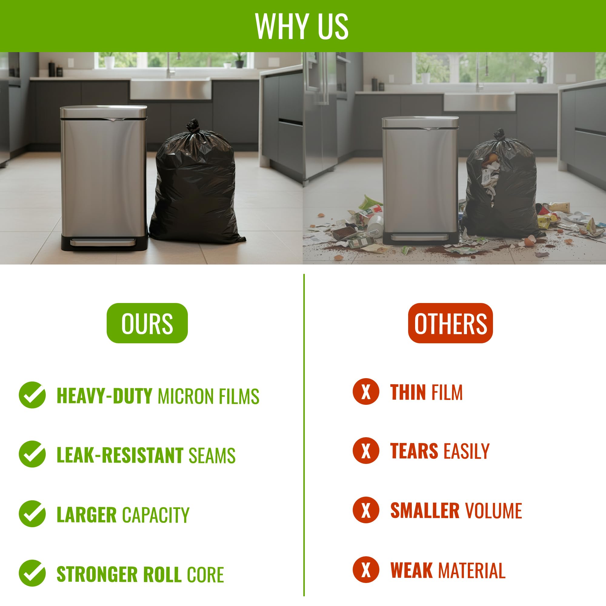 EcoBag 50L Heavy Duty Refuse Sacks - 50 Pack | 33 Micron | Recyclable 9