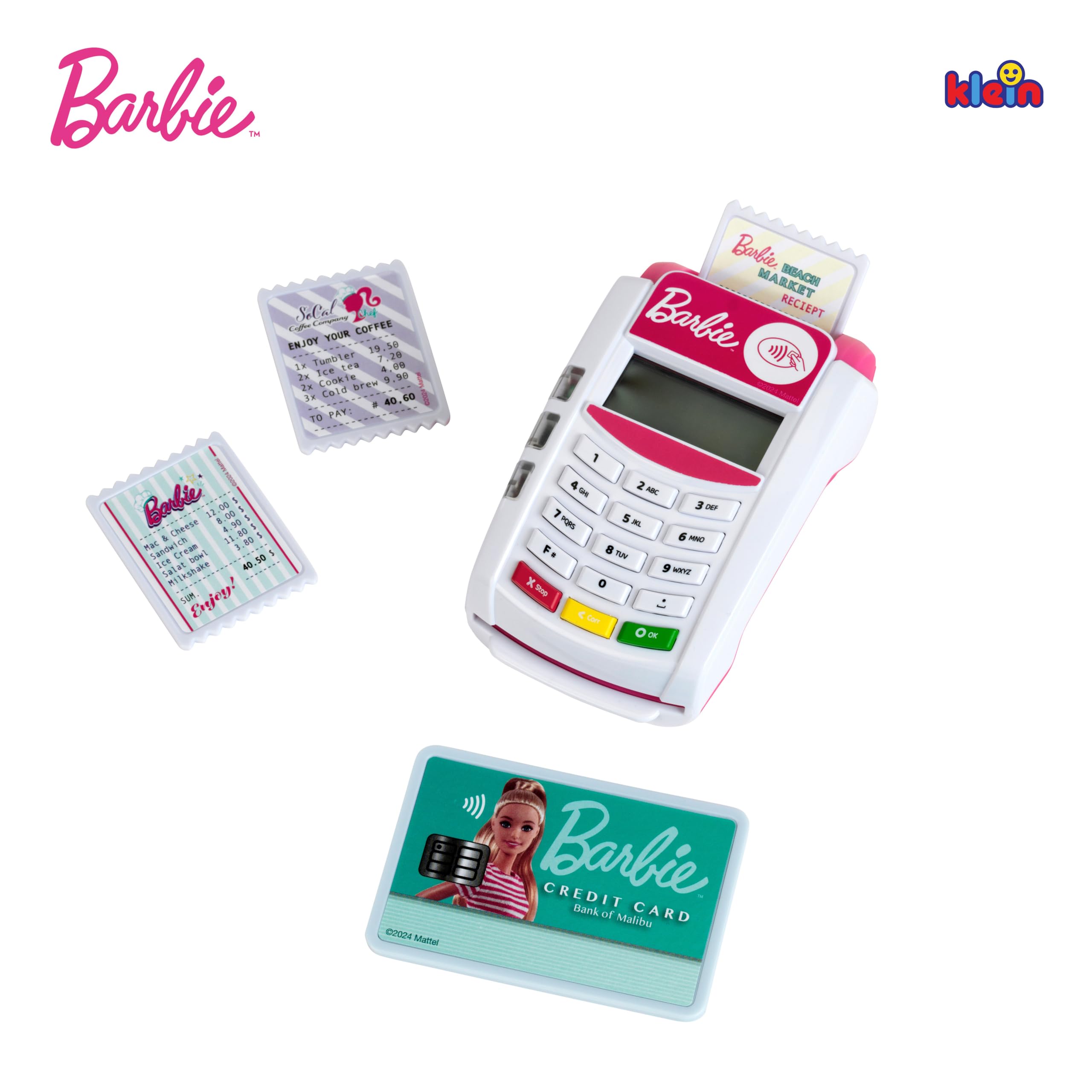 Theo Klein Barbie Payment Terminal with Light & Sound - Includes Credit Card and Receipts 10