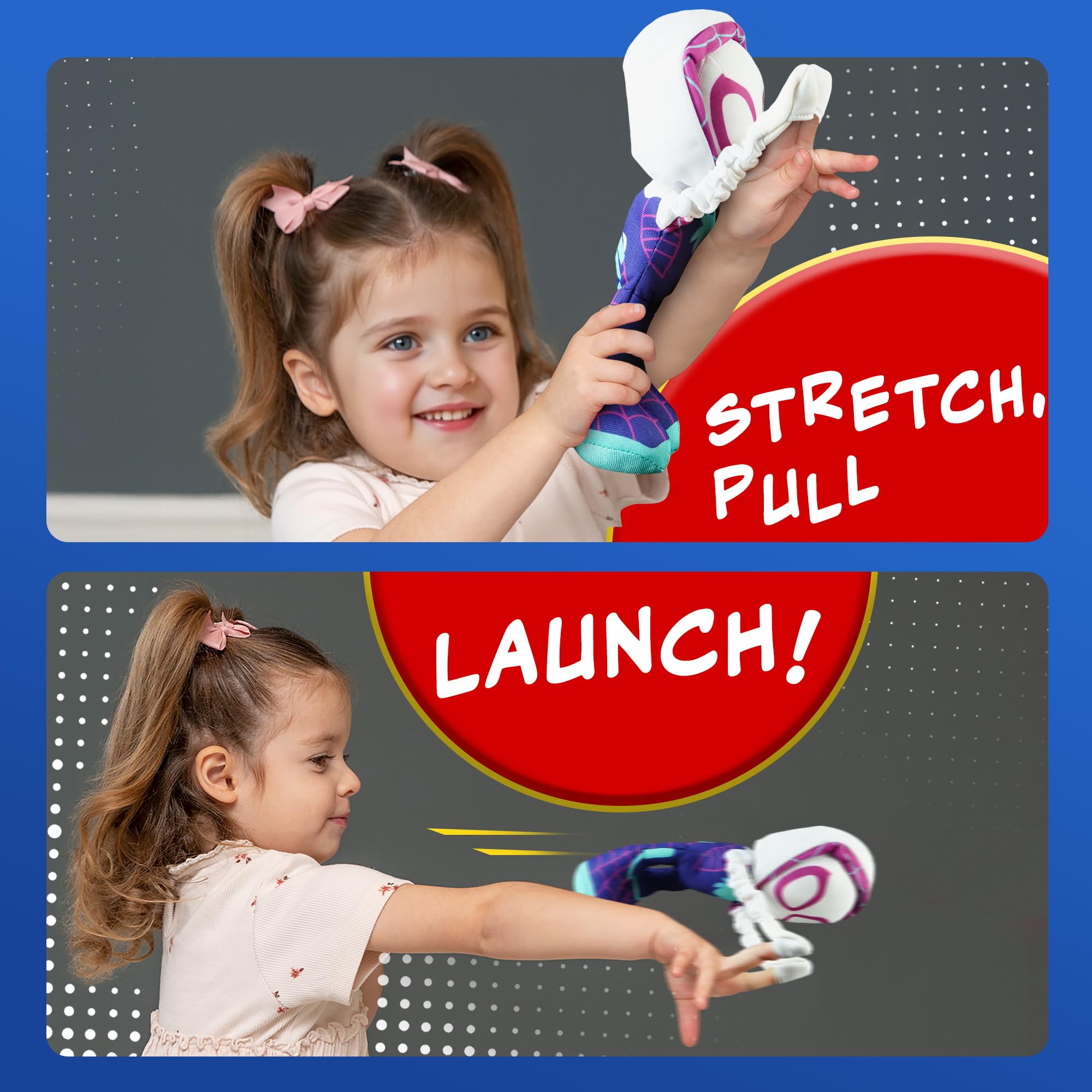 Marvel Spidey and His Amazing Friends Slingshot Ghost-Spider Plush Toy - Stretchable Arms for Action Play 11