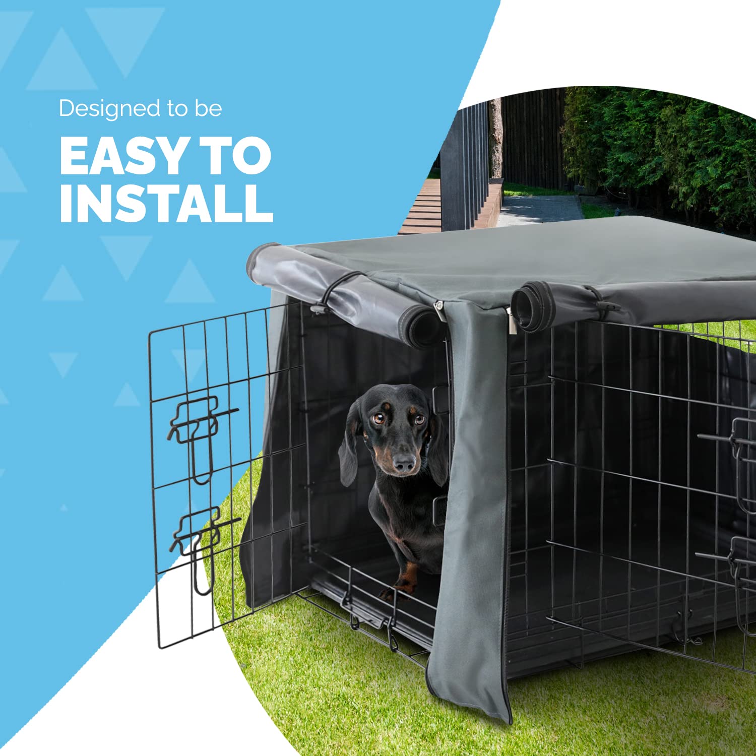 FurDreams Premium Crate Cover for 48 Inch Dog Crate - Durable Polyester with PVC Coating | Grey 3