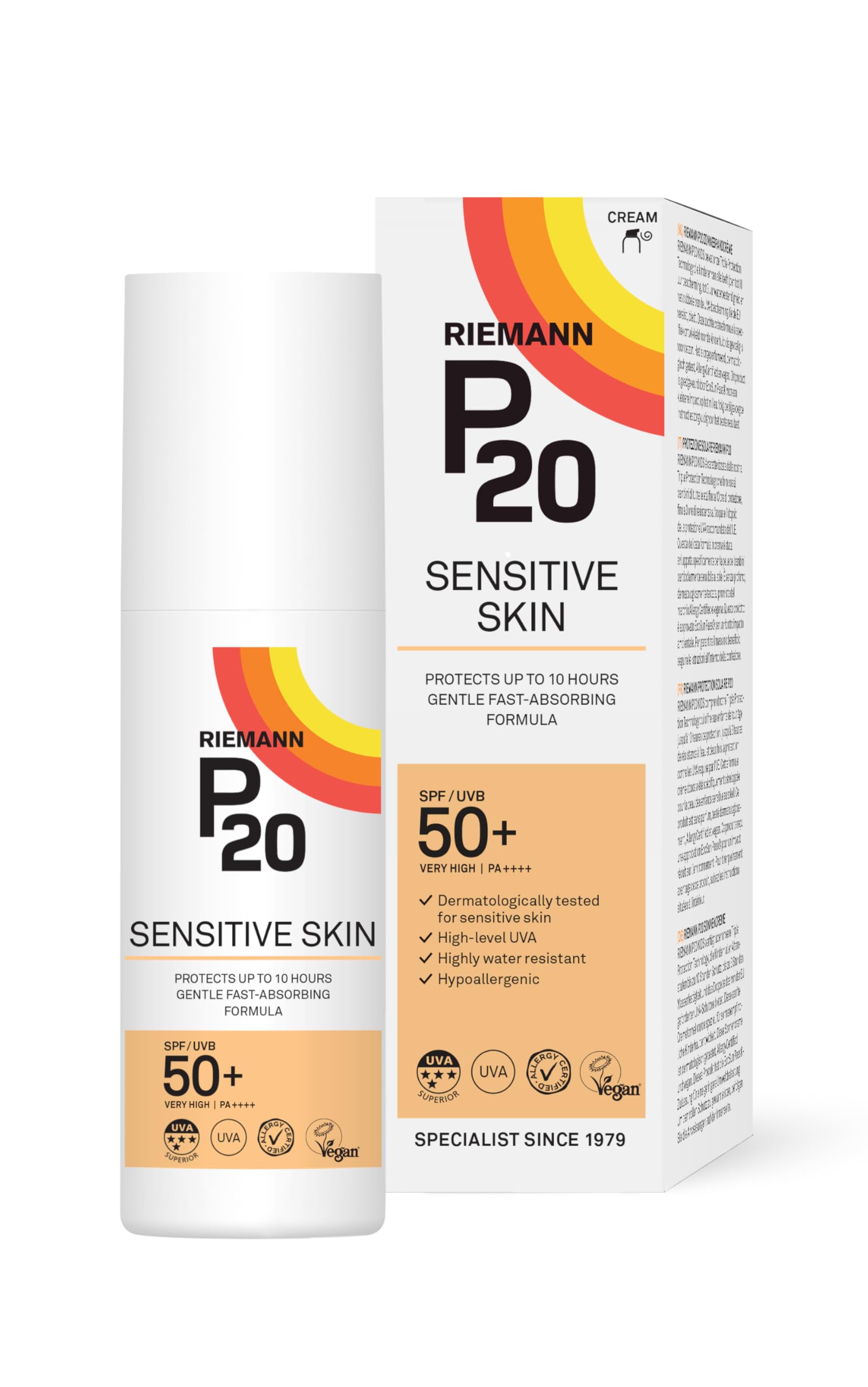 P20 Sensitive Sun Cream - SPF50, 100 ml, Very Water Resistant