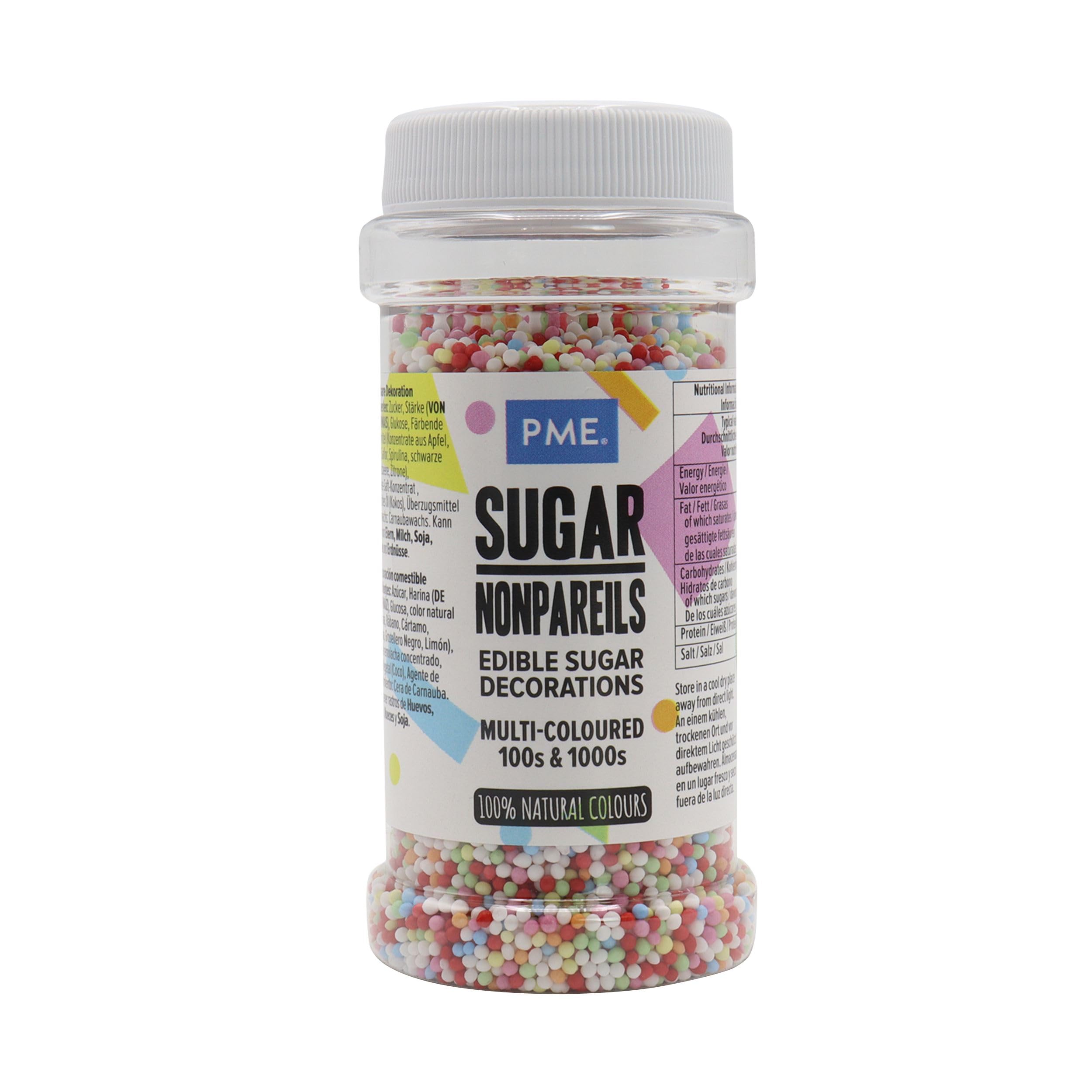PME Multi Coloured Sugar Strands - Free From Artificial Additives | 80g Pot