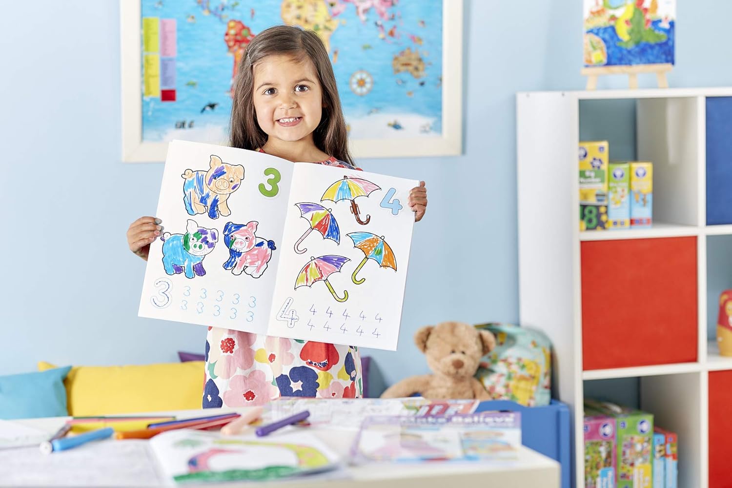 Orchard Toys 1-20 Sticker Colouring Book - Trace and Write Numbers 1-20 - 4 Years + 2