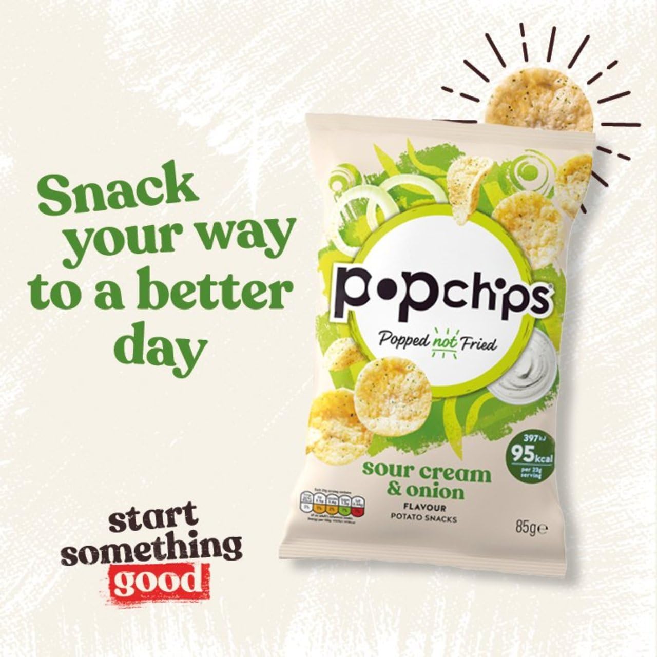 Popchips Sour Cream and Onion Popped Potato Chips Multipack | 8 x 85g Bags