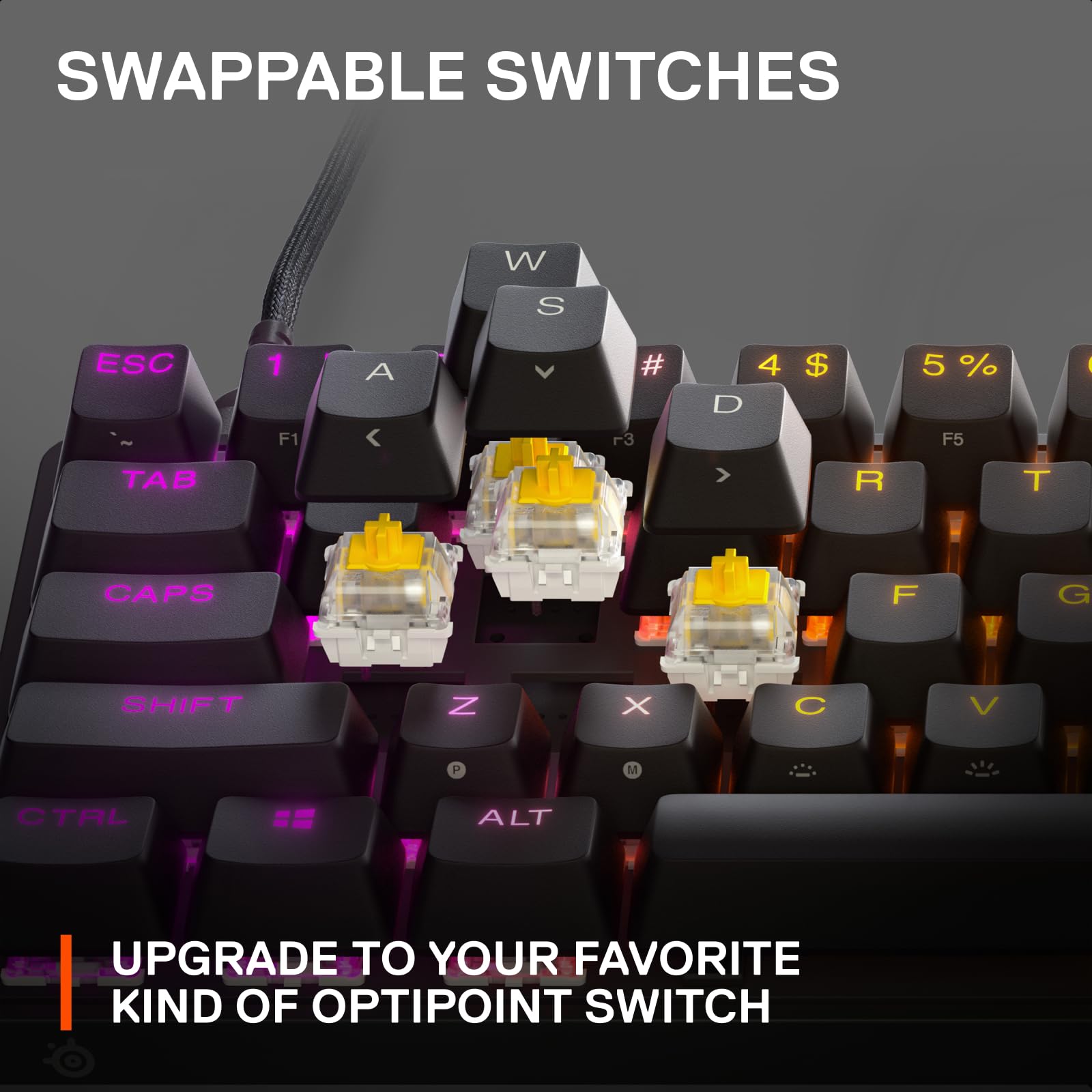 SteelSeries Apex 9 Mini - Optical Mechanical Gaming Keyboard - 60% Compact Form Factor - Swappable OptiPoint Switches 5
