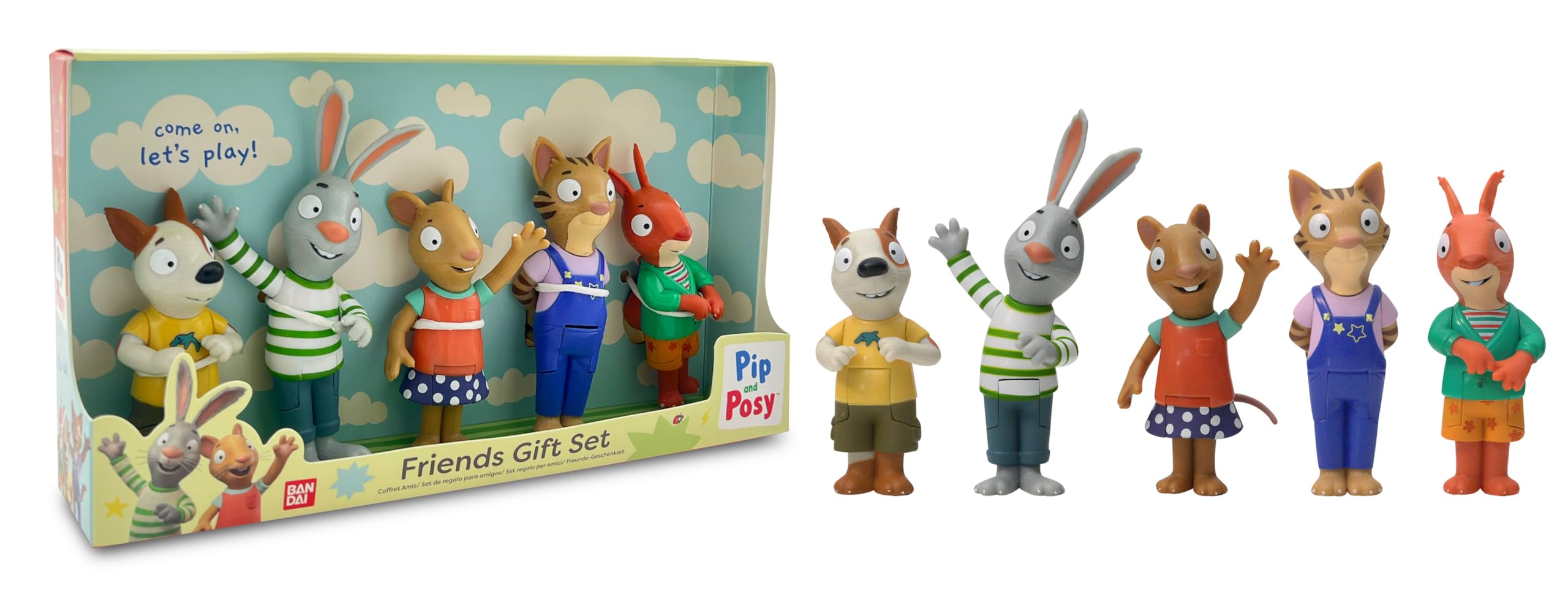BANDAI Pip and Posy 5 Figure Pack - 5 x 10cm Bendable Action Figures 1