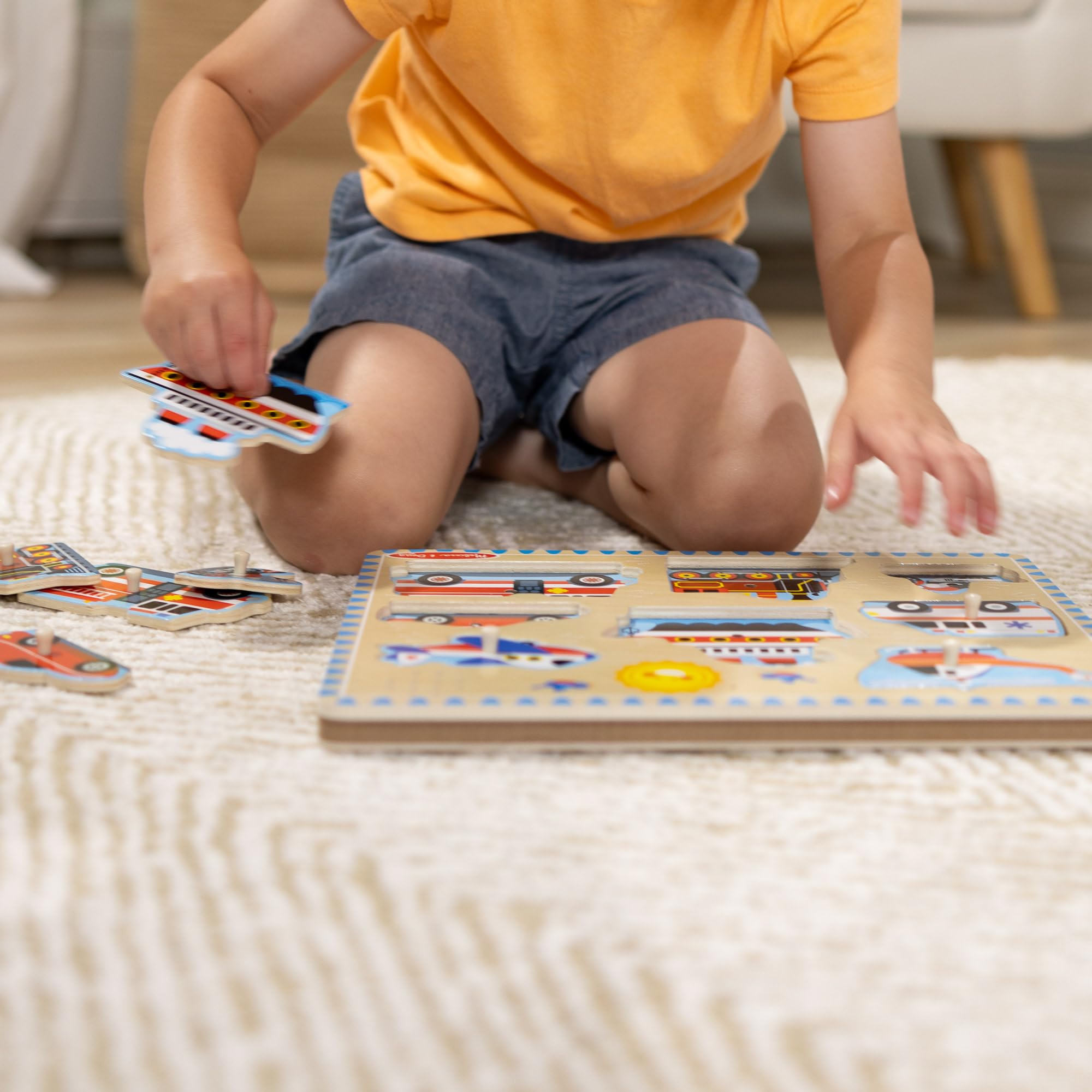 Melissa & Doug Vehicles Wooden Peg Puzzle - Sound-Enhanced Learning Toy for 2+ Year Olds 14