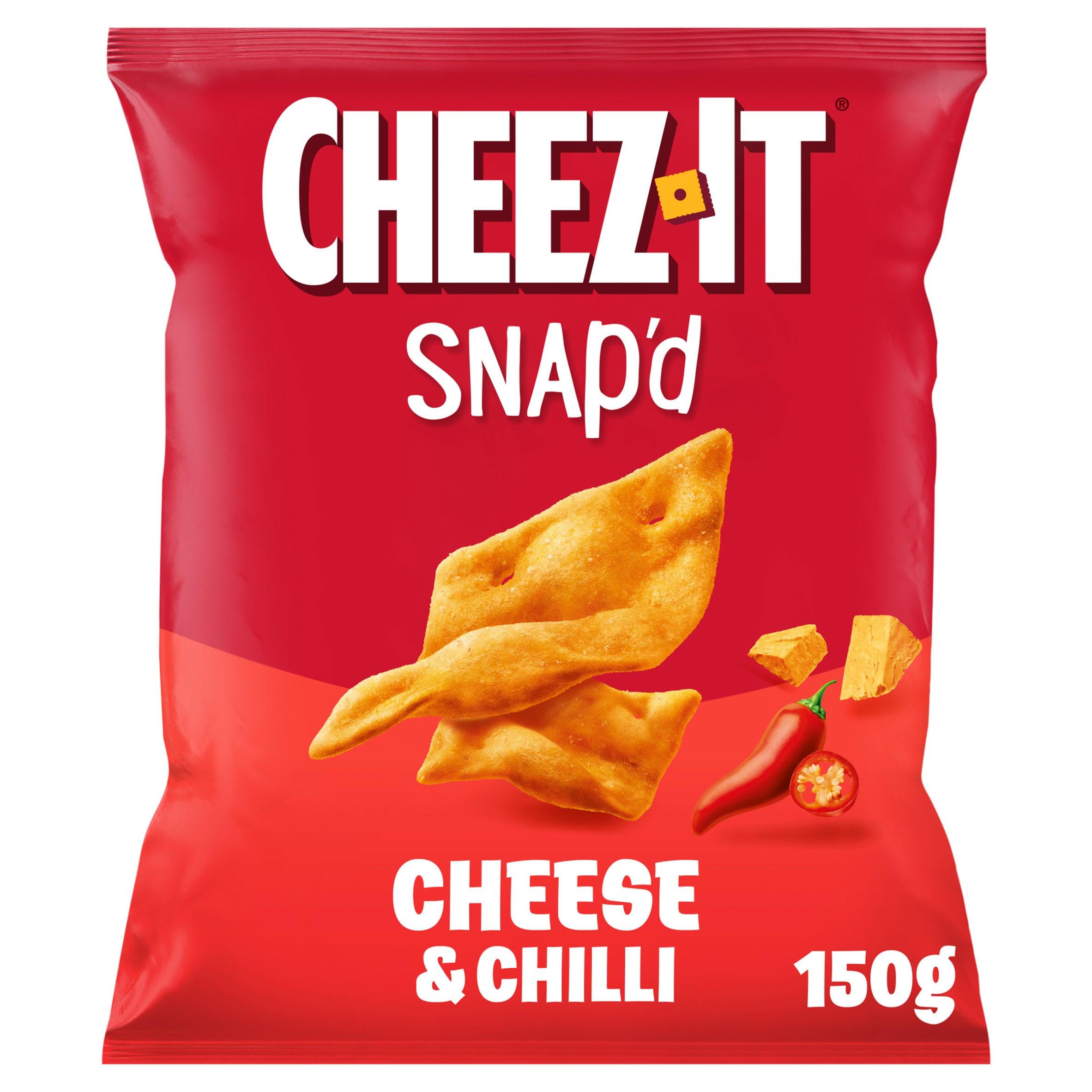 CHEEZ-IT Snap'd Cheese & Chilli Baked Snacks - 100% Real Cheese | Vegetarian & Halal | 150g Multipack