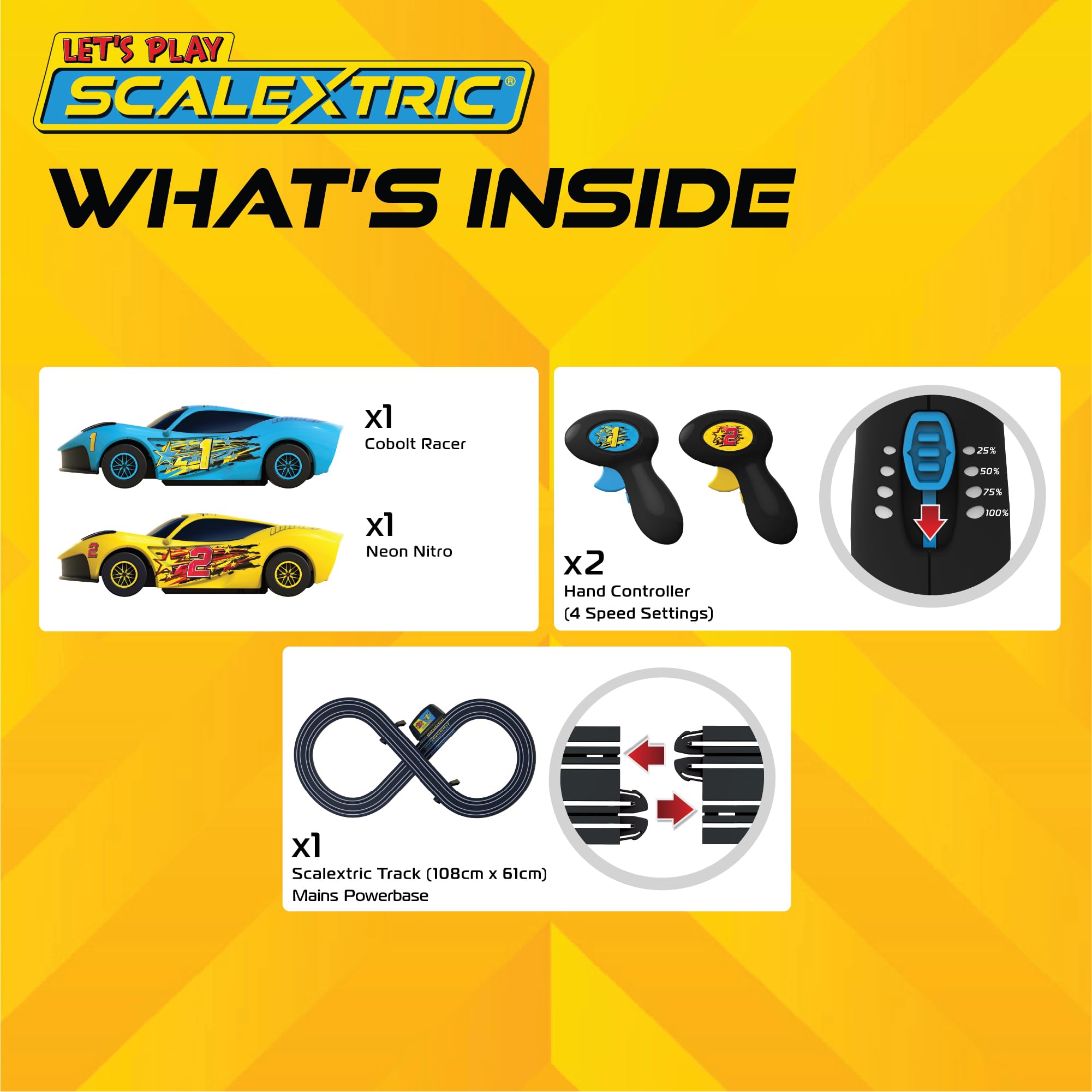 Scalextric G1189M My First Scalextric Let's Play! - Blue/Yellow Race Set for Kids