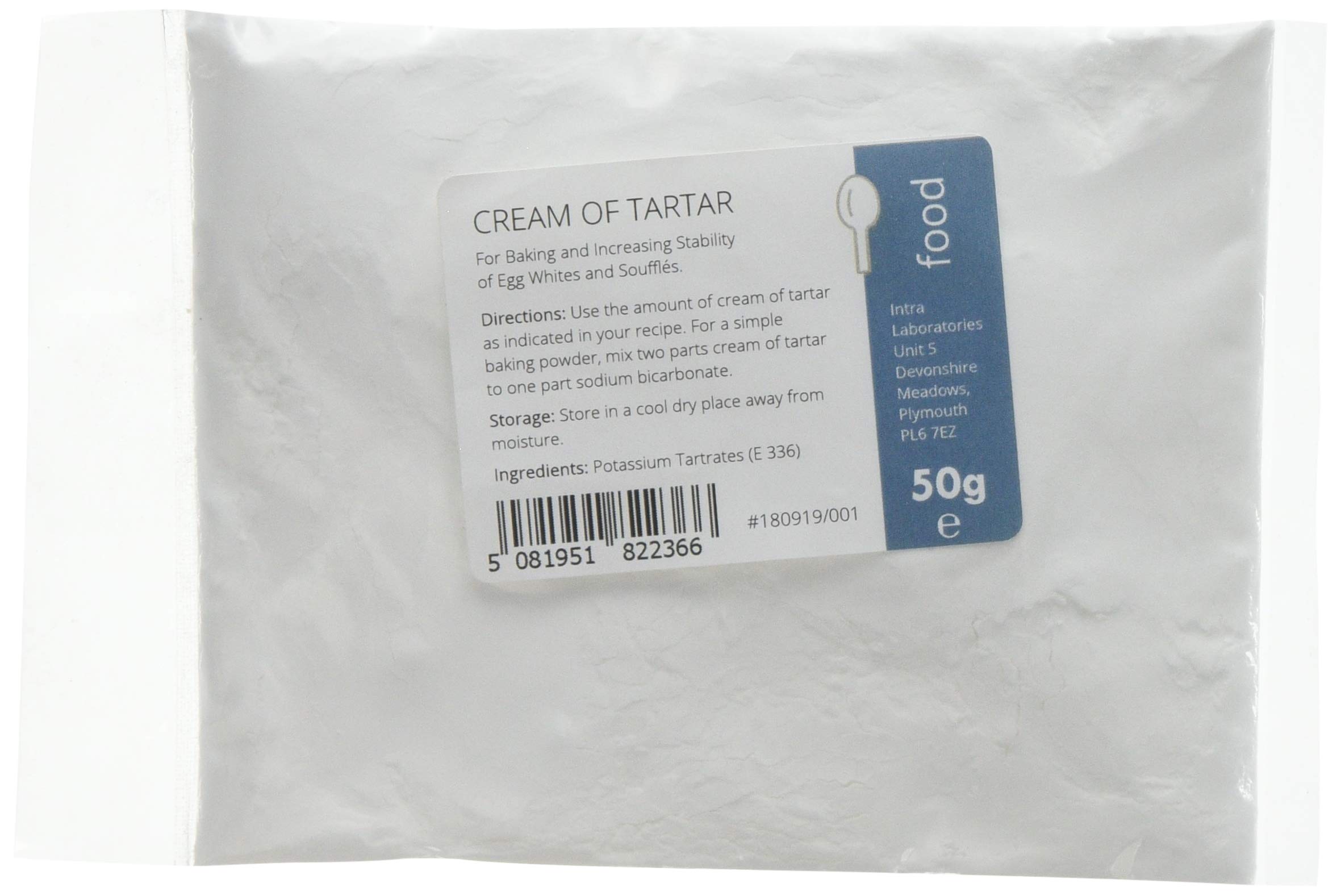 Intralabs Cream of Tartar - Food Grade Powder for Baking & Homemade Playdough, 50g 1