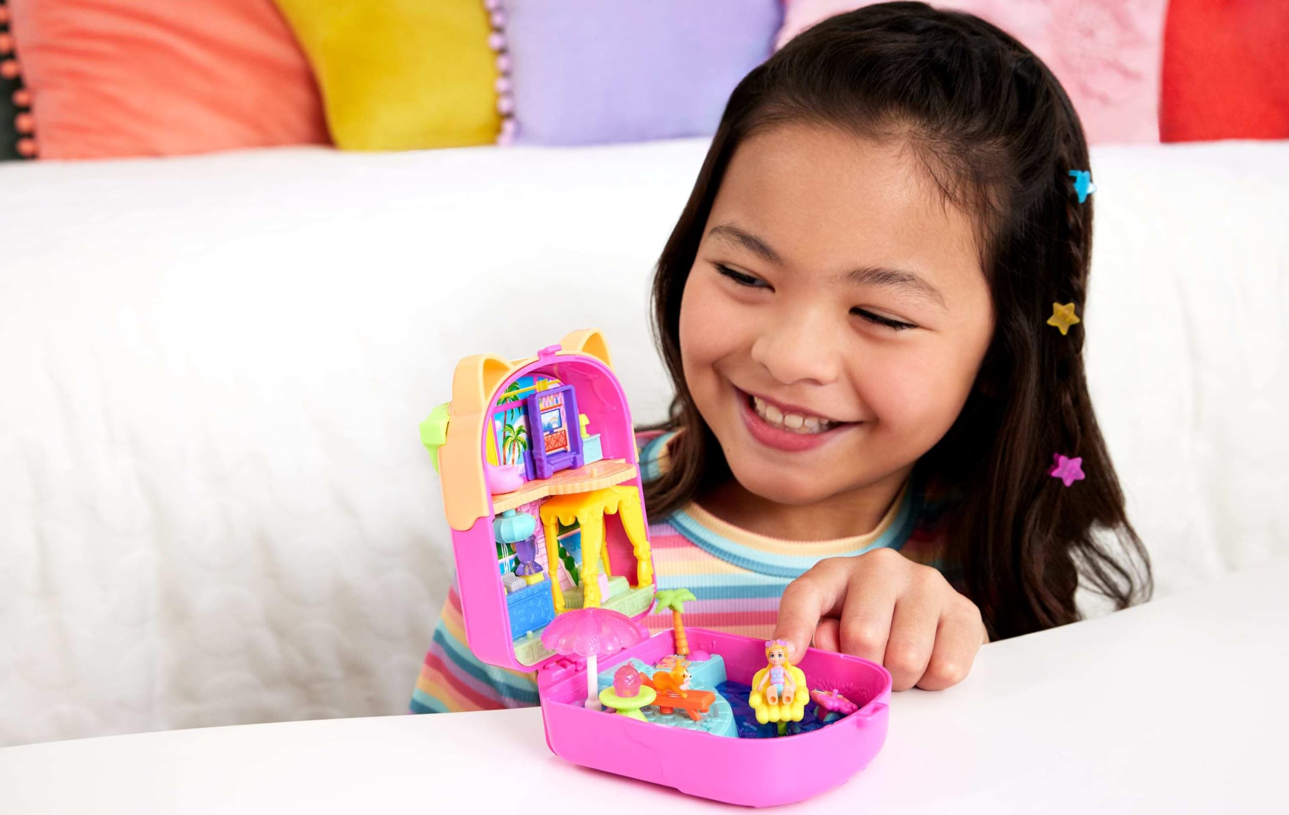 Polly Pocket Kitty Popsicle Resort Compact - Travel Playset with Micro Doll & 11 Accessories 2