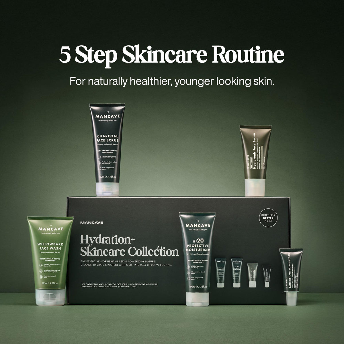 ManCave Hydration+ Skincare Gift Set for Men - 5-Piece Set, SPF 20