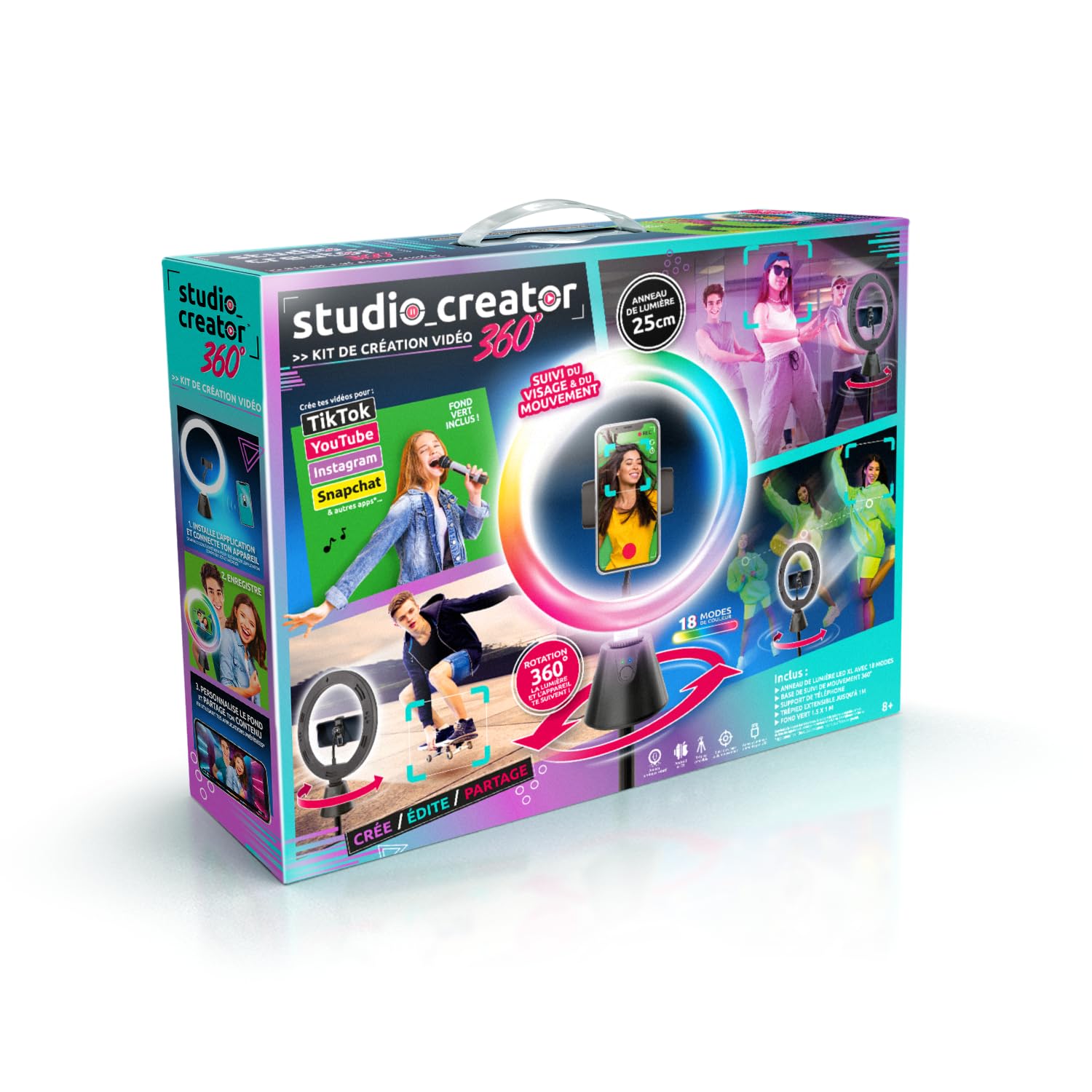 Studio Creator 360 Video Maker Kit - Motion Tracking LED Ring Light with Green Screen 13