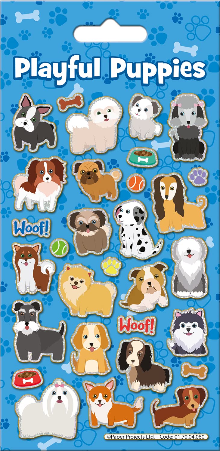 Paper Projects Playful Puppies Sparkly Reusable Stickers - Foil Craft Stickers for Kids & Adults 1