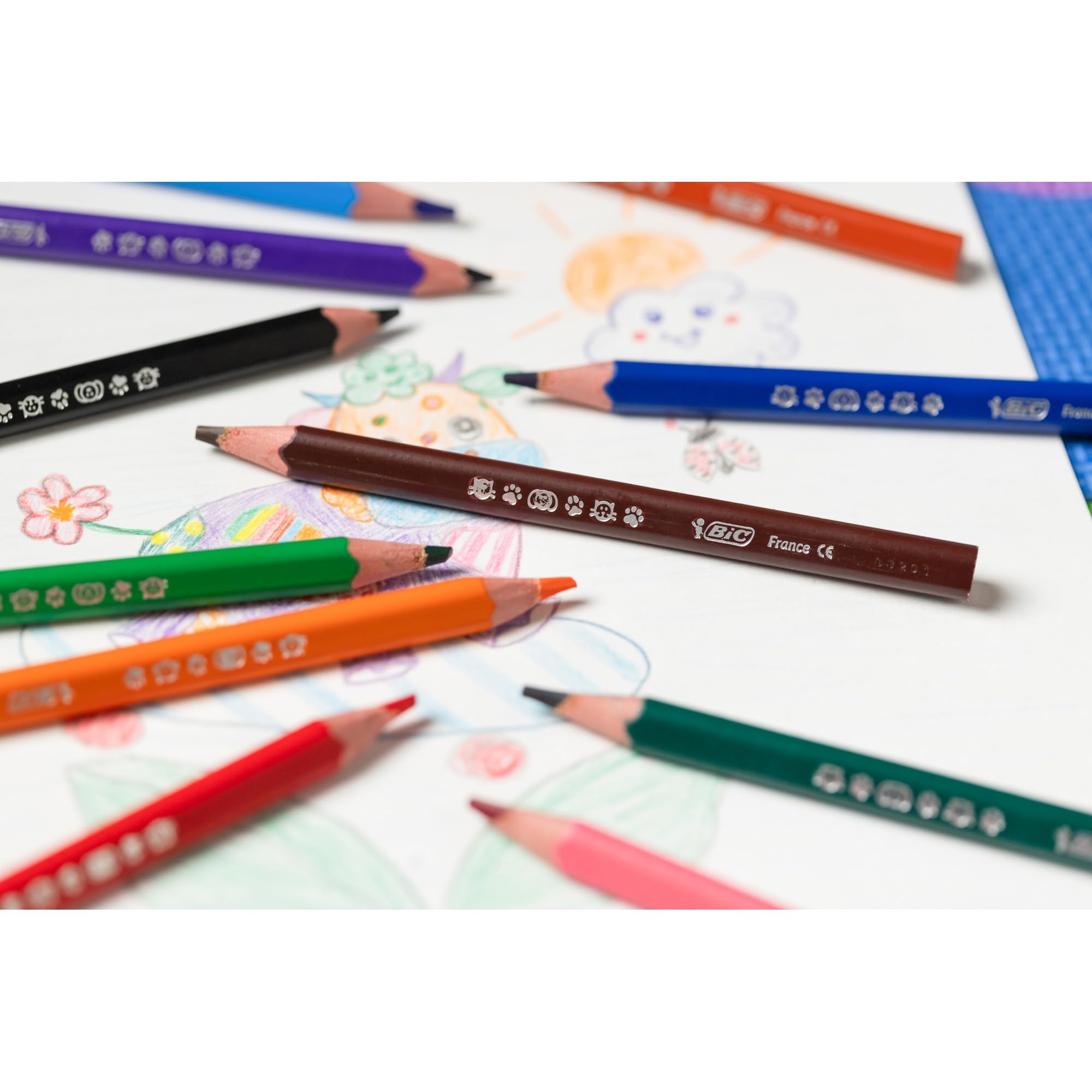 BIC Kids Evolution Triangle ECOlutions Colouring Pencils - 12-Pack for Kids 2+ 12