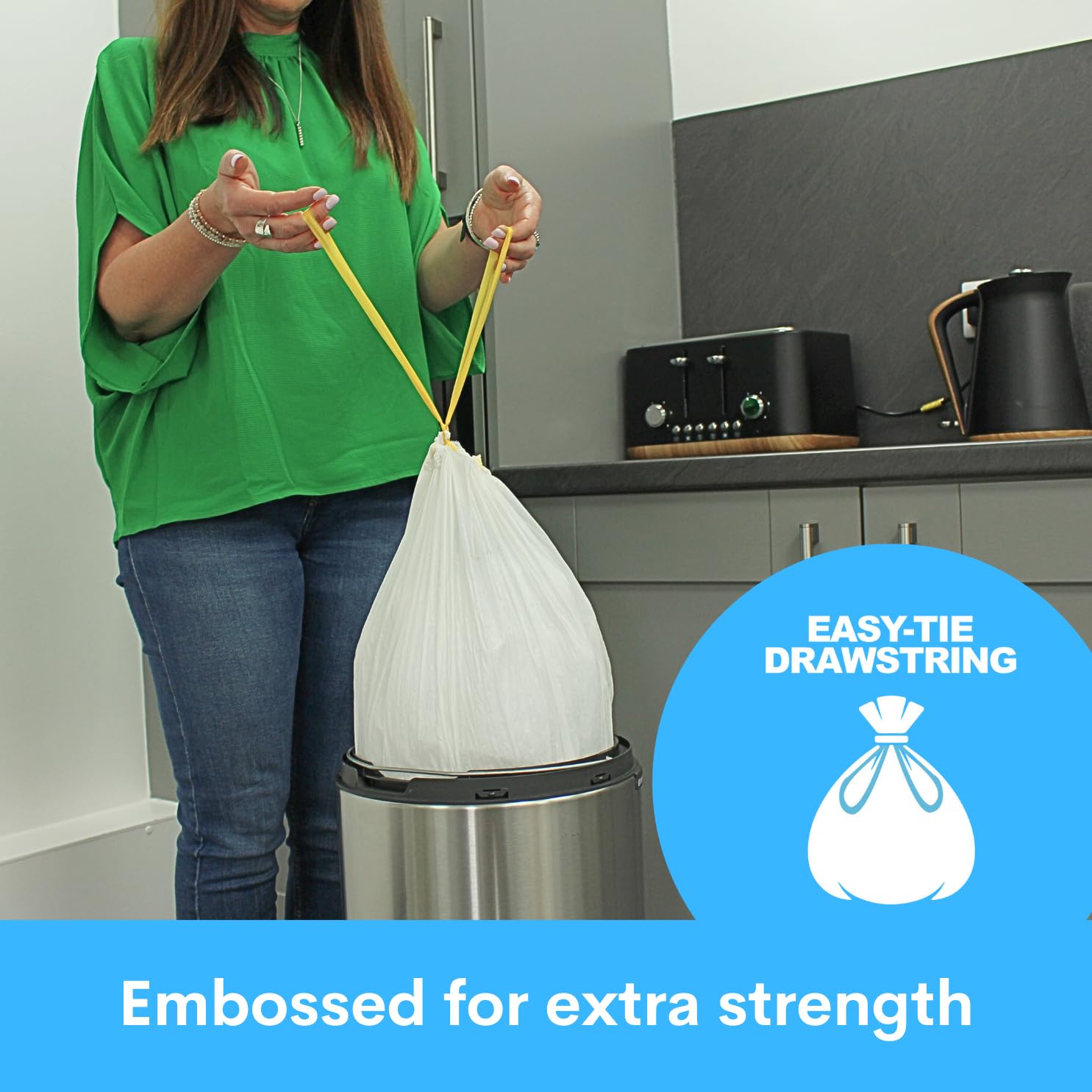 EcoBag Ultimate Embossed Vanilla Scented Drawstring Pedal Bin Liners 30L - 25 Pack 4