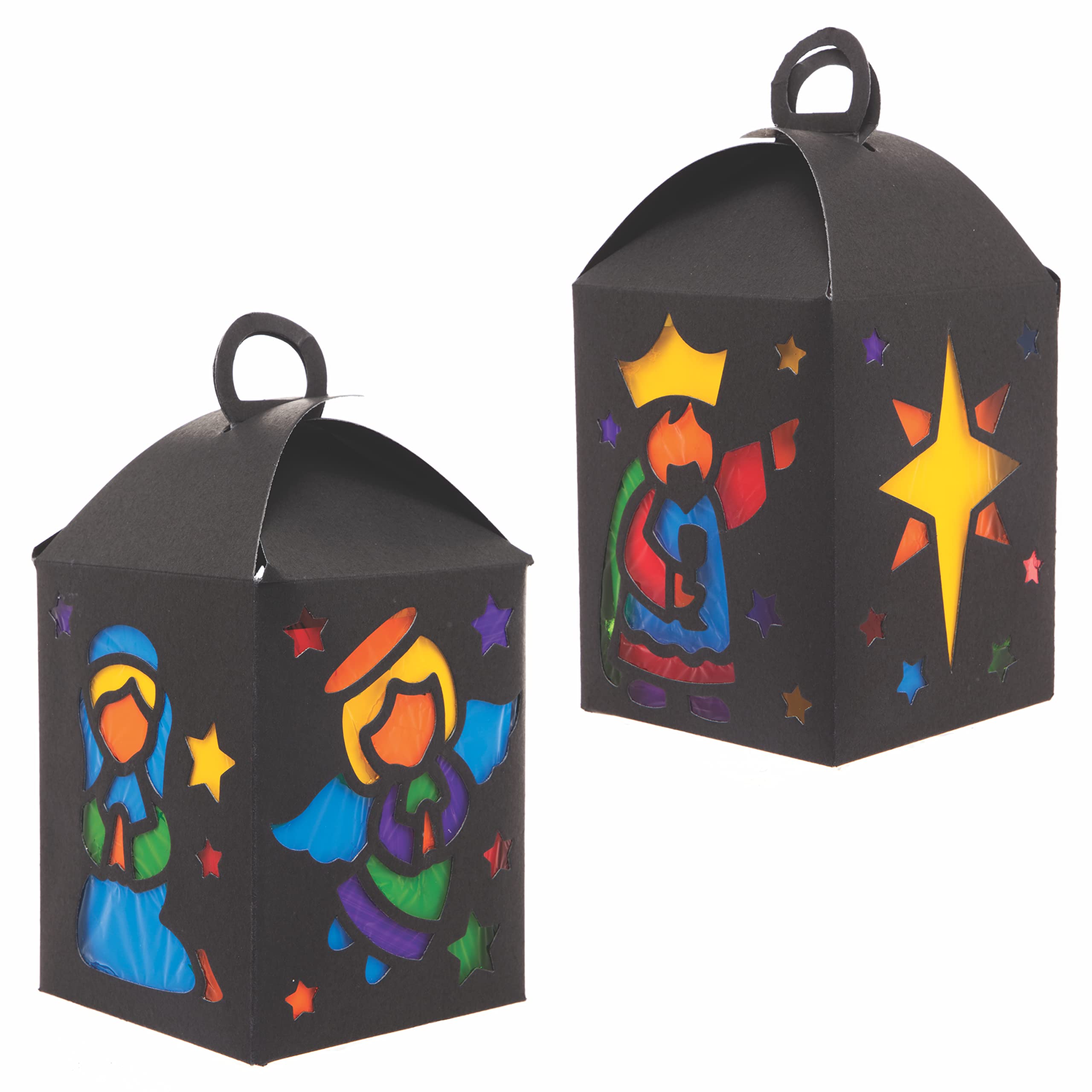 Baker Ross Nativity Stained Glass Lantern Kits - Pack of 4, Ages 5+, Assorted Designs