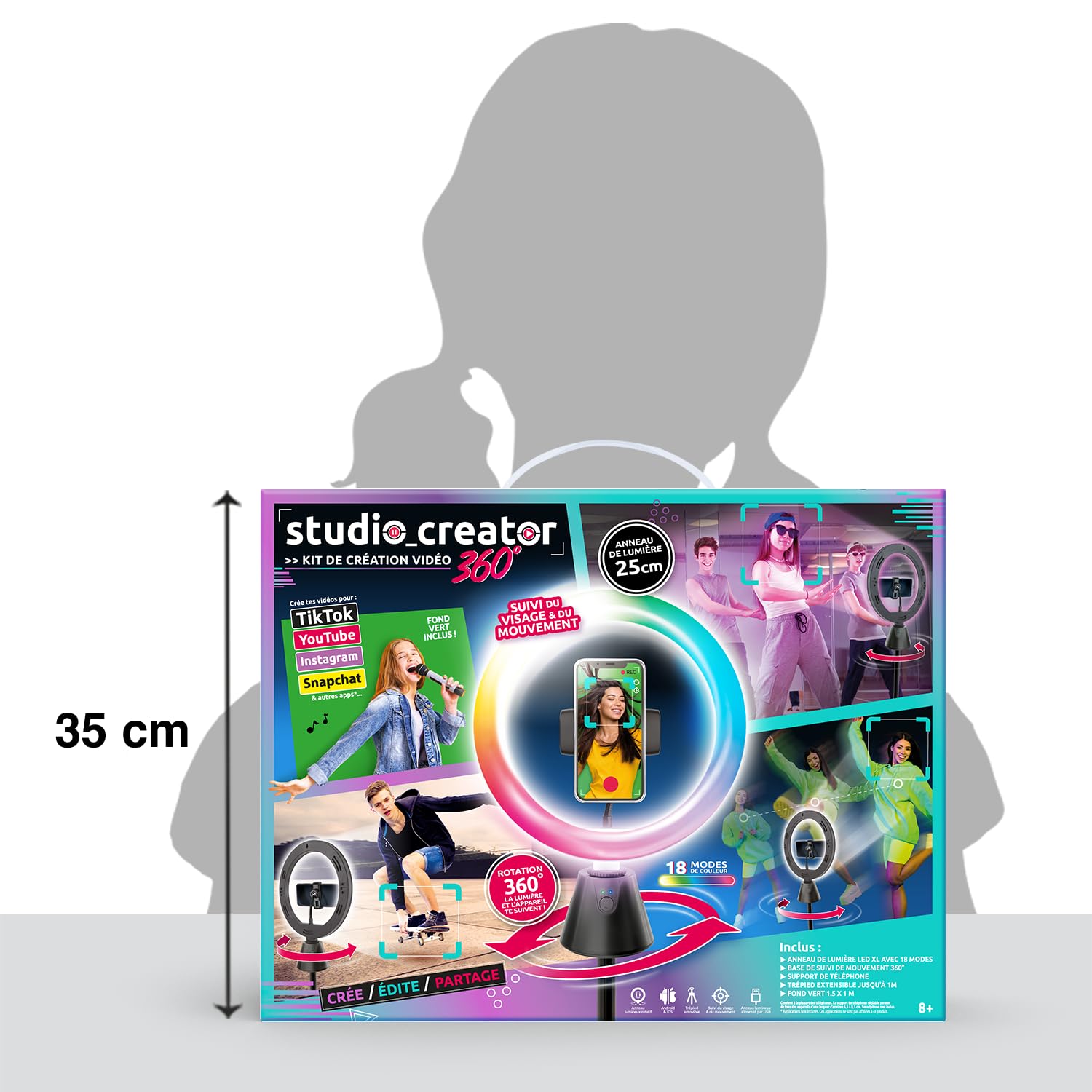 Studio Creator 360 Video Maker Kit - Motion Tracking LED Ring Light with Green Screen 21