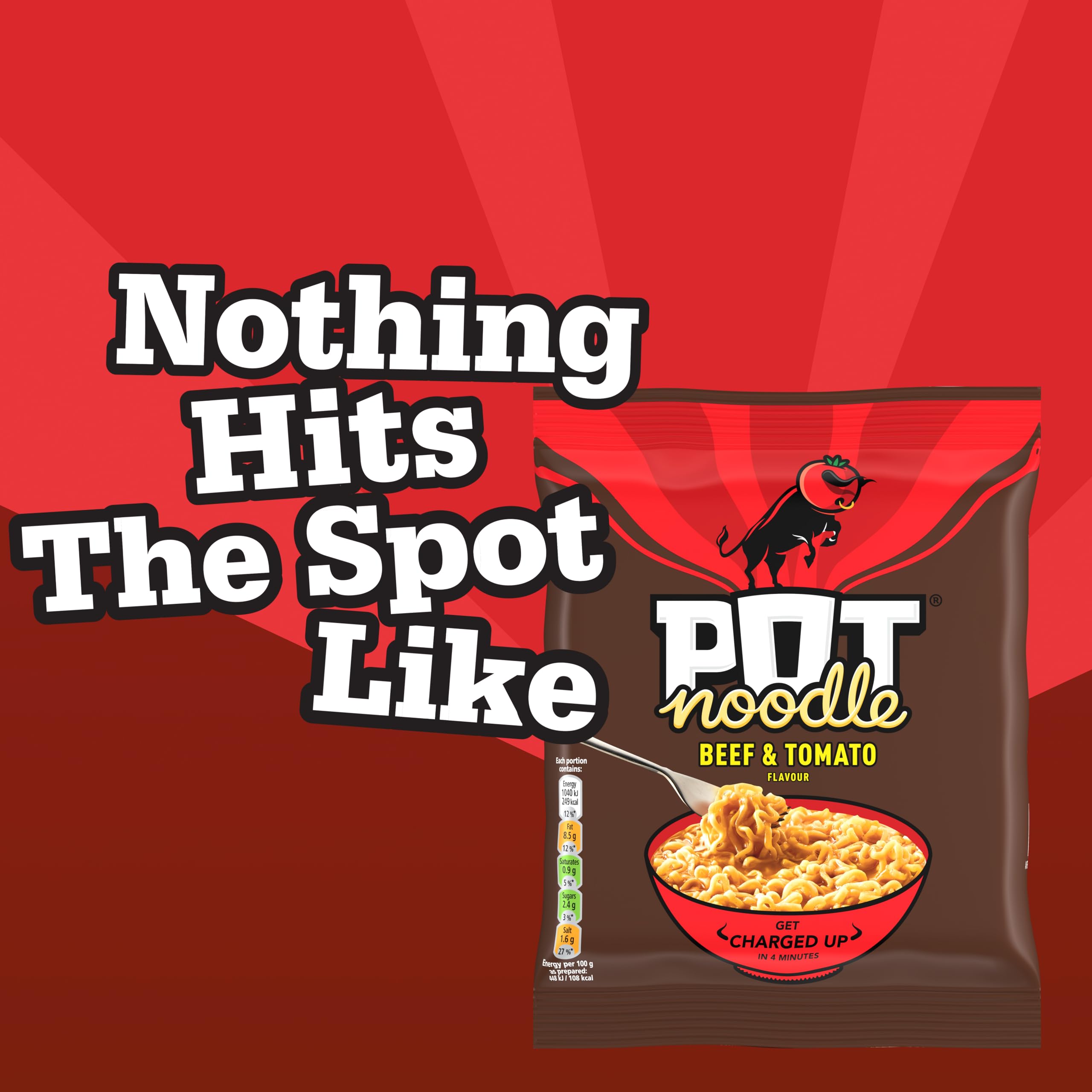 Pot Noodle Beef & Tomato Instant Noodles Block with Sauce and Seasoning | 2 Servings