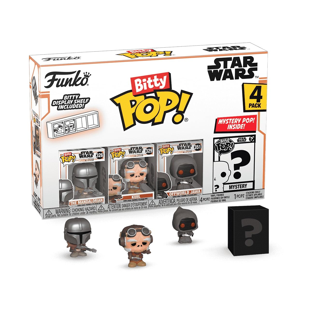 Funko Bitty POP! The Mandalorian - The Mandalorian, Kuiil, Offworld Jawa & Mystery Grogu Vinyl Figures (75452) 2