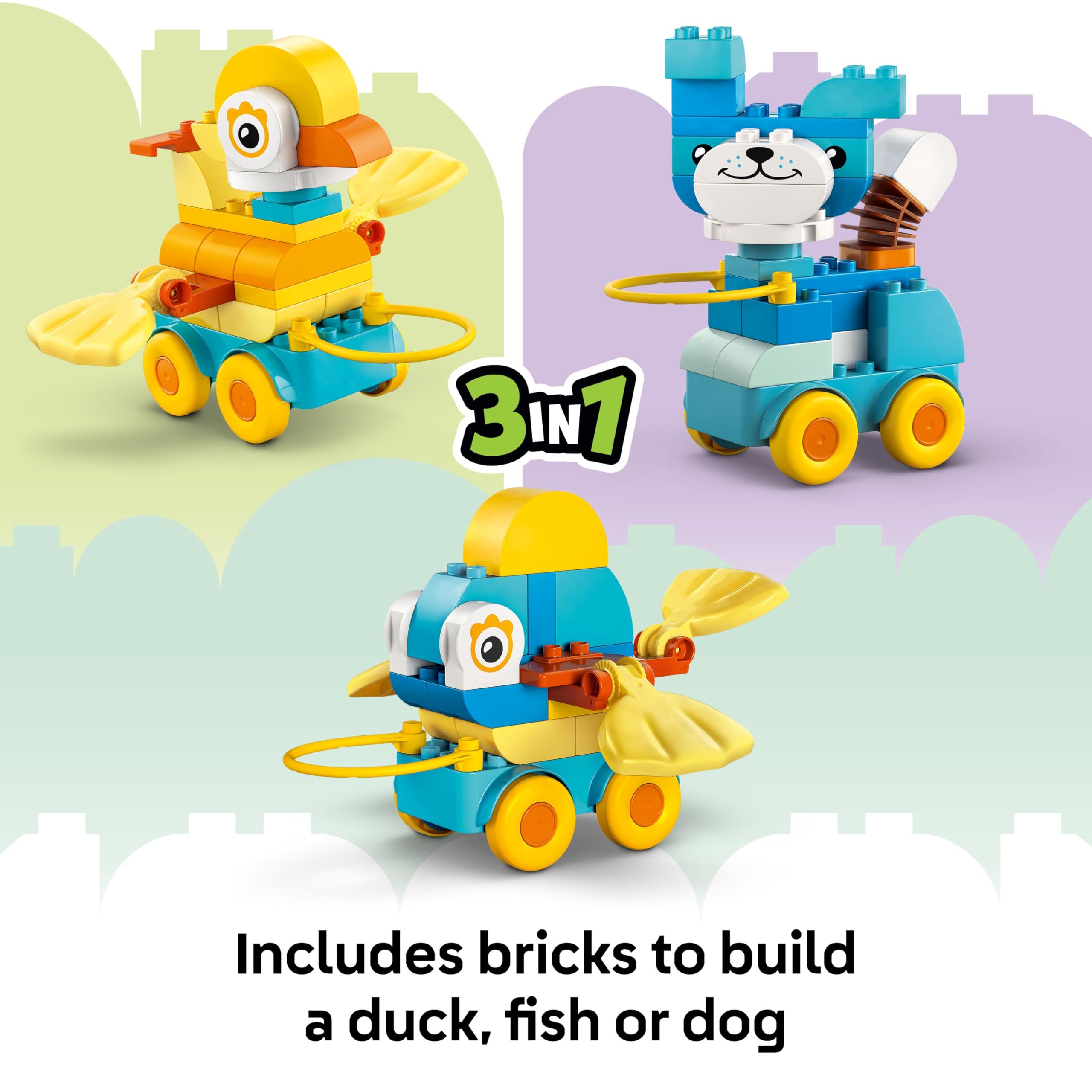 LEGO DUPLO 3in1 Animals on Wheels - Educational Building Toy for Toddlers 2+ 2