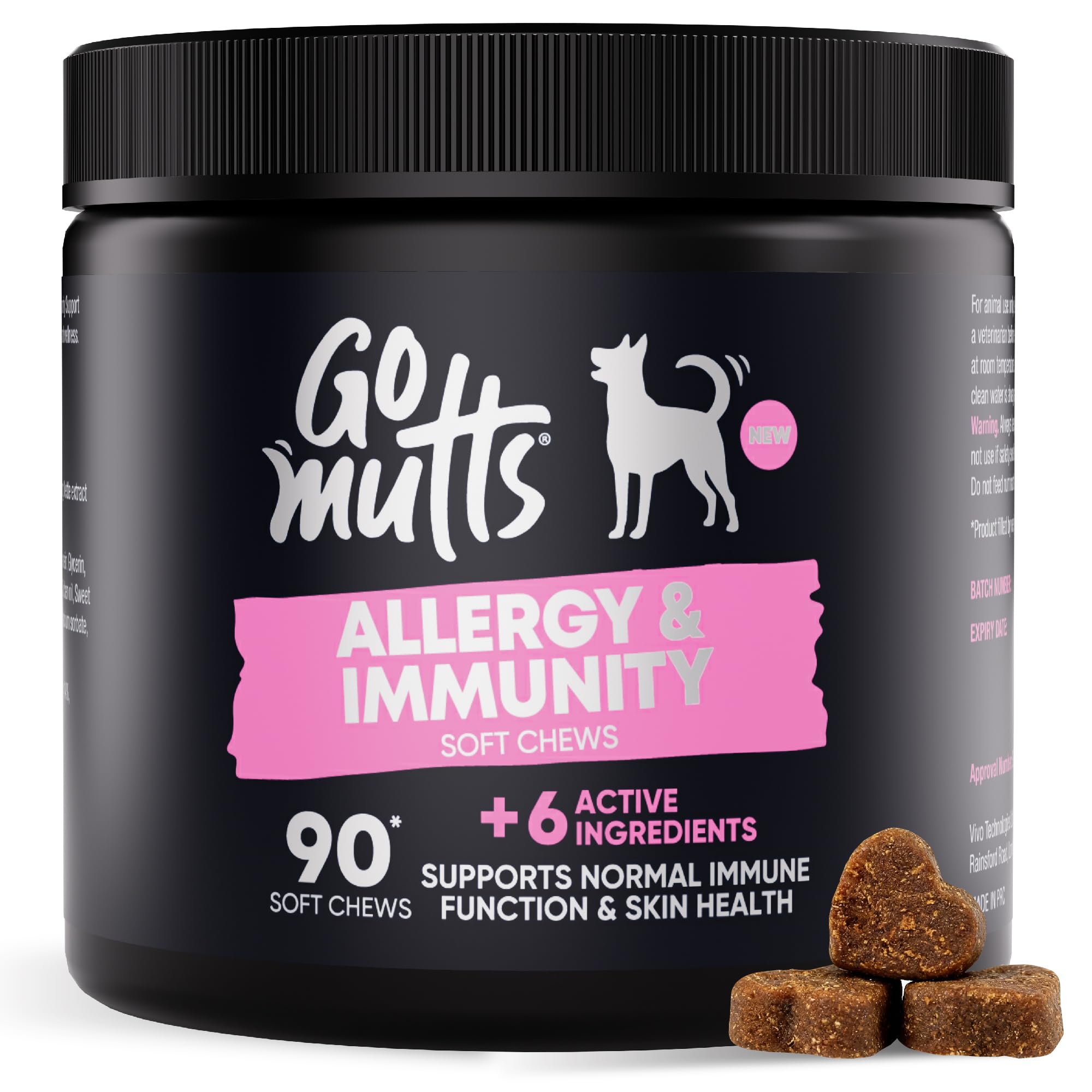 Go Mutts Allergy & Immunity Soft Chews for Dogs - 90 Count | Soothes Itching | Supports Immune Health