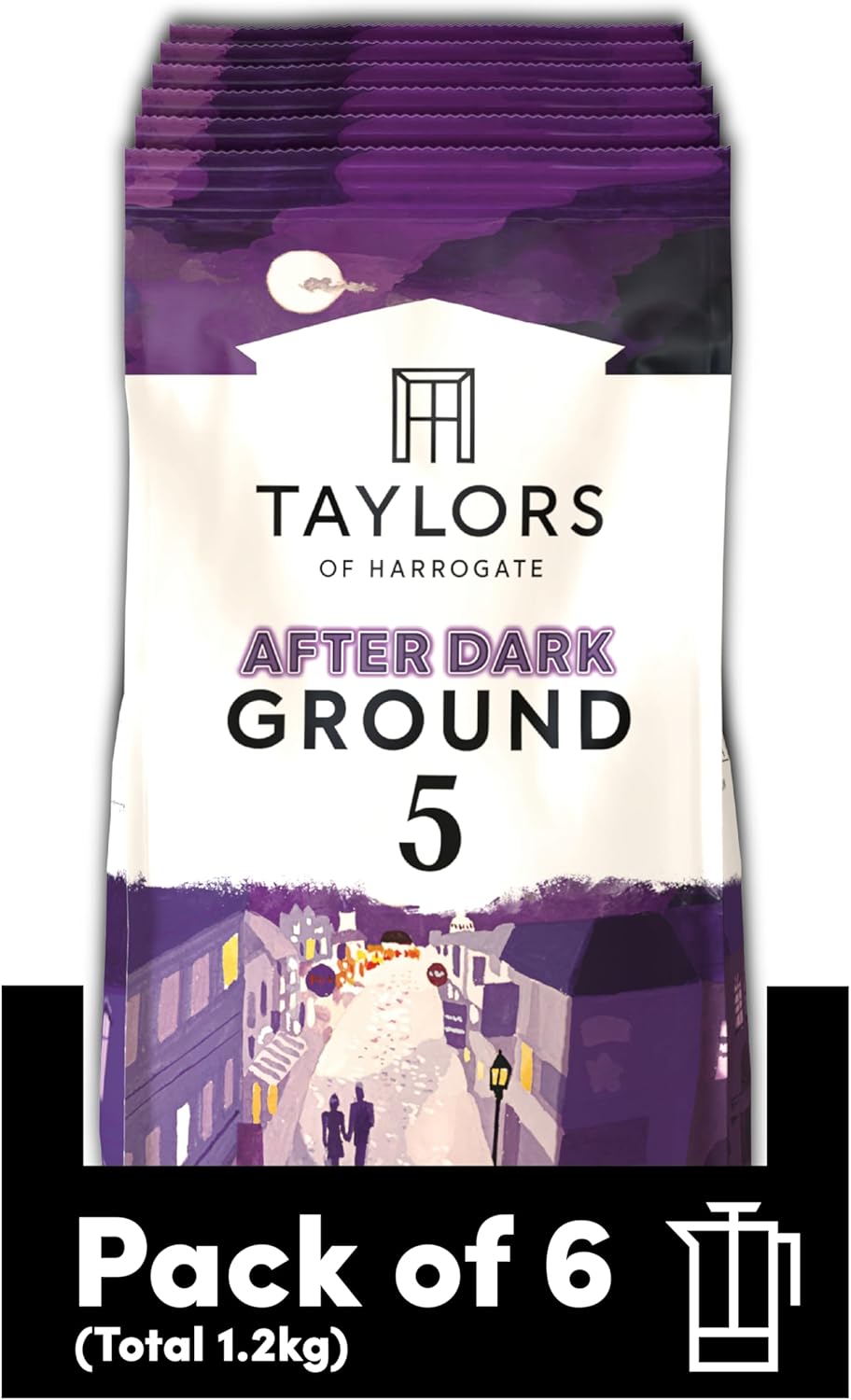 Taylors of Harrogate After Dark Ground Coffee, 200g (Pack of 6 - Total 1.2kg) 1
