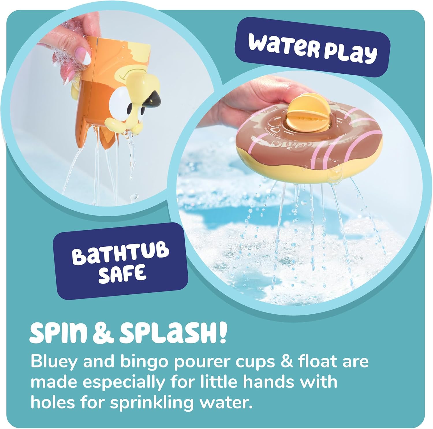 Toomies Bluey Bath Float 2 Pack - Pouring Cups with Water Wheels for Toddlers 2