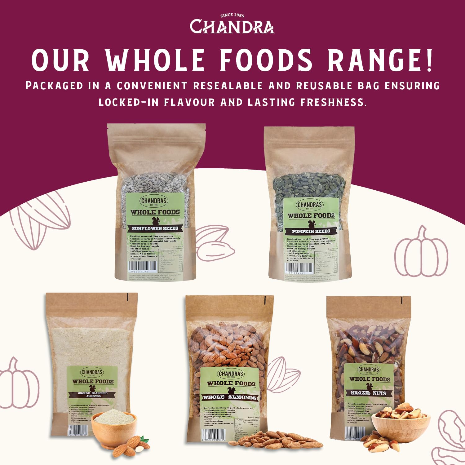 CHANDRA Pecan Nuts - 1kg Bag | Whole, Raw, Gluten-Free, Keto-Friendly 8