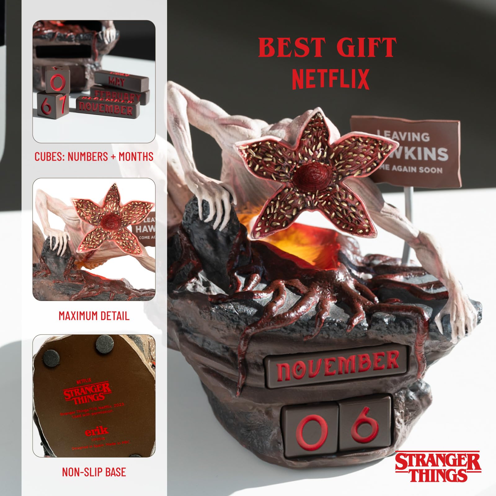 Grupo Erik Stranger Things Demogorgon Perpetual Flip Calendar - Resin Desk Display 10