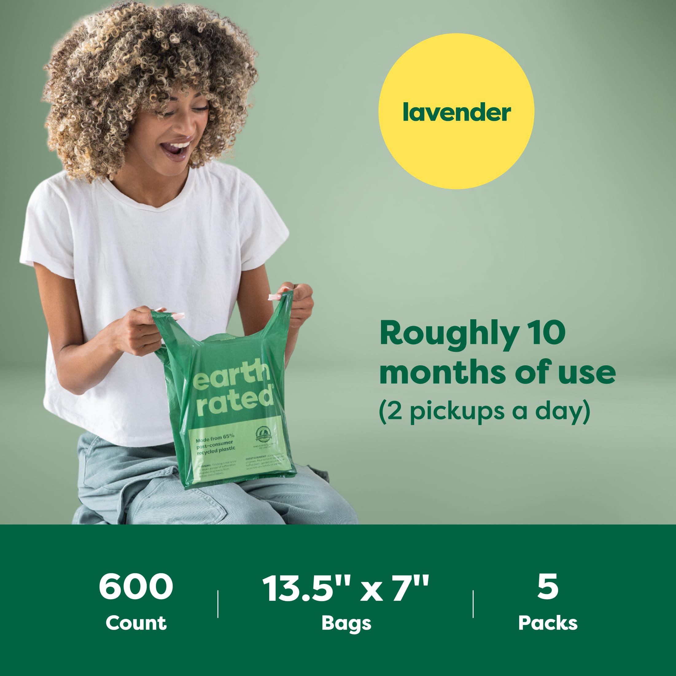 Earth Rated Dog Poo Bags with Handles Value Pack | 600 Count | Unscented Green Plastic 6