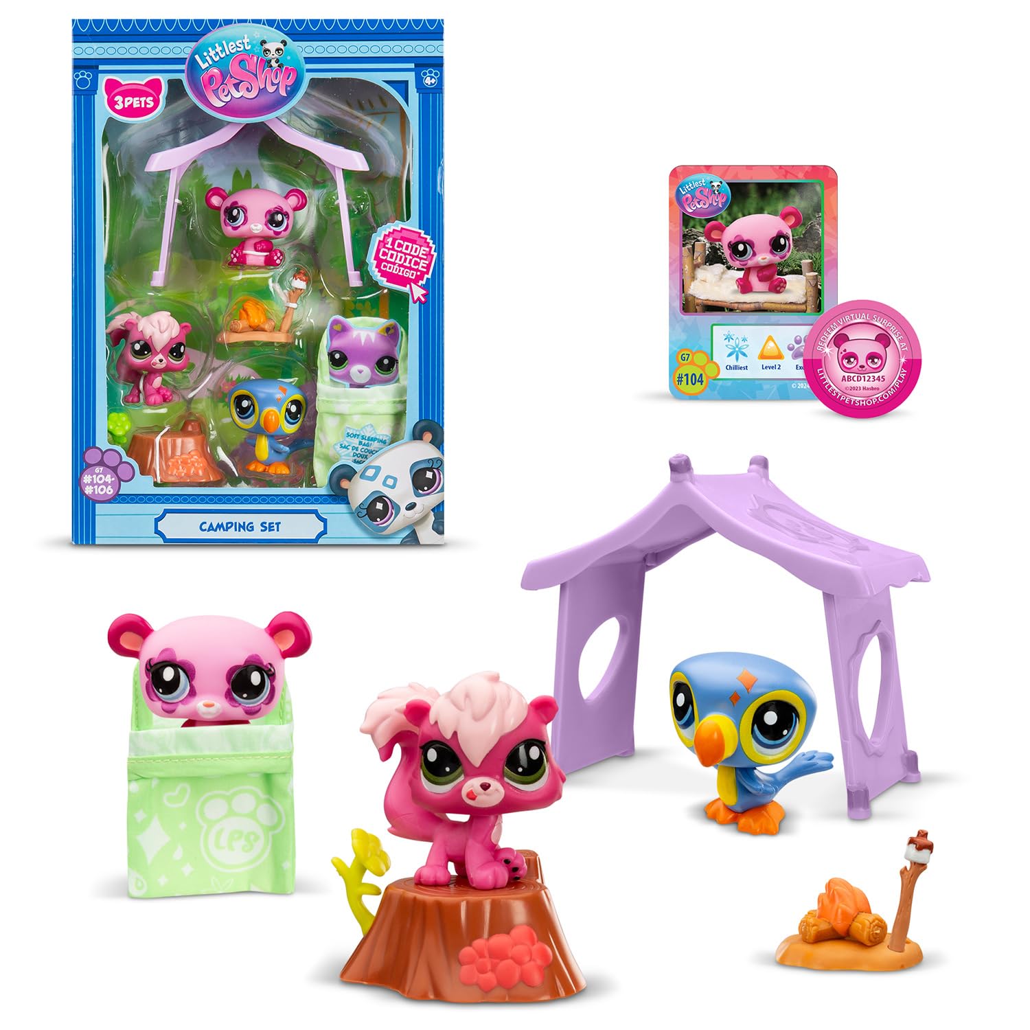 Littlest Pet Shop Bandai Series 2 Camping Adventure Play Pack - 3 Pet Figures with Accessories, Ages 4+ 1