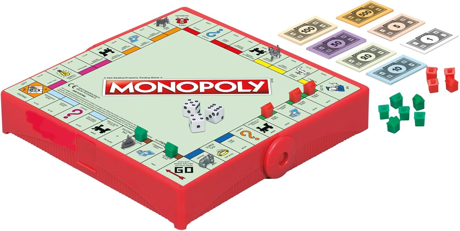 Monopoly Grab and Go Game - Portable Travel Board Game for 2-4 Players 2