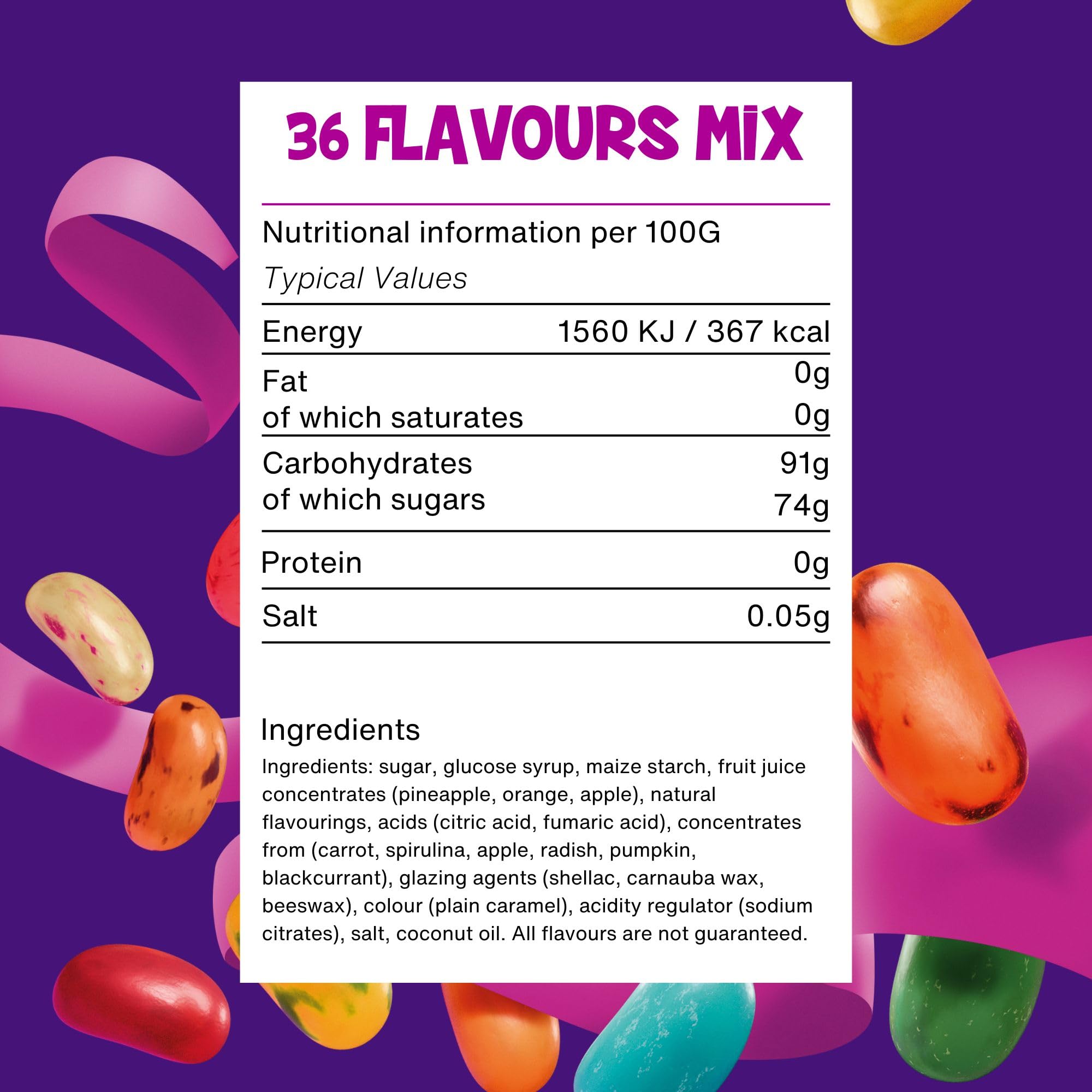 The Jelly Bean Factory Huge Flavours, 1.4kg Gourmet Jelly Beans Jar 18