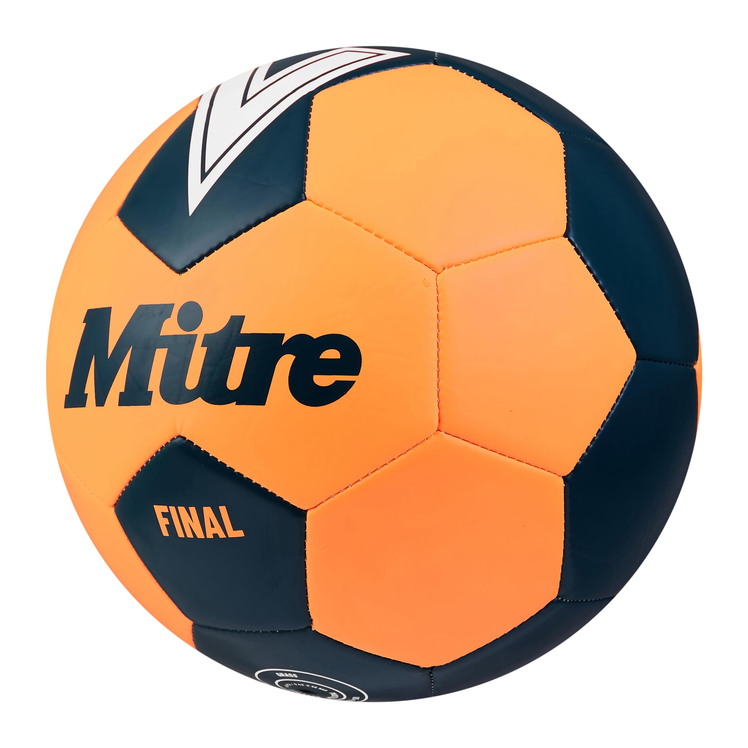 Mitre Final Recreational Football - Size 5 | Fluo Orange/Tidal Teal | Machine Stitched 2