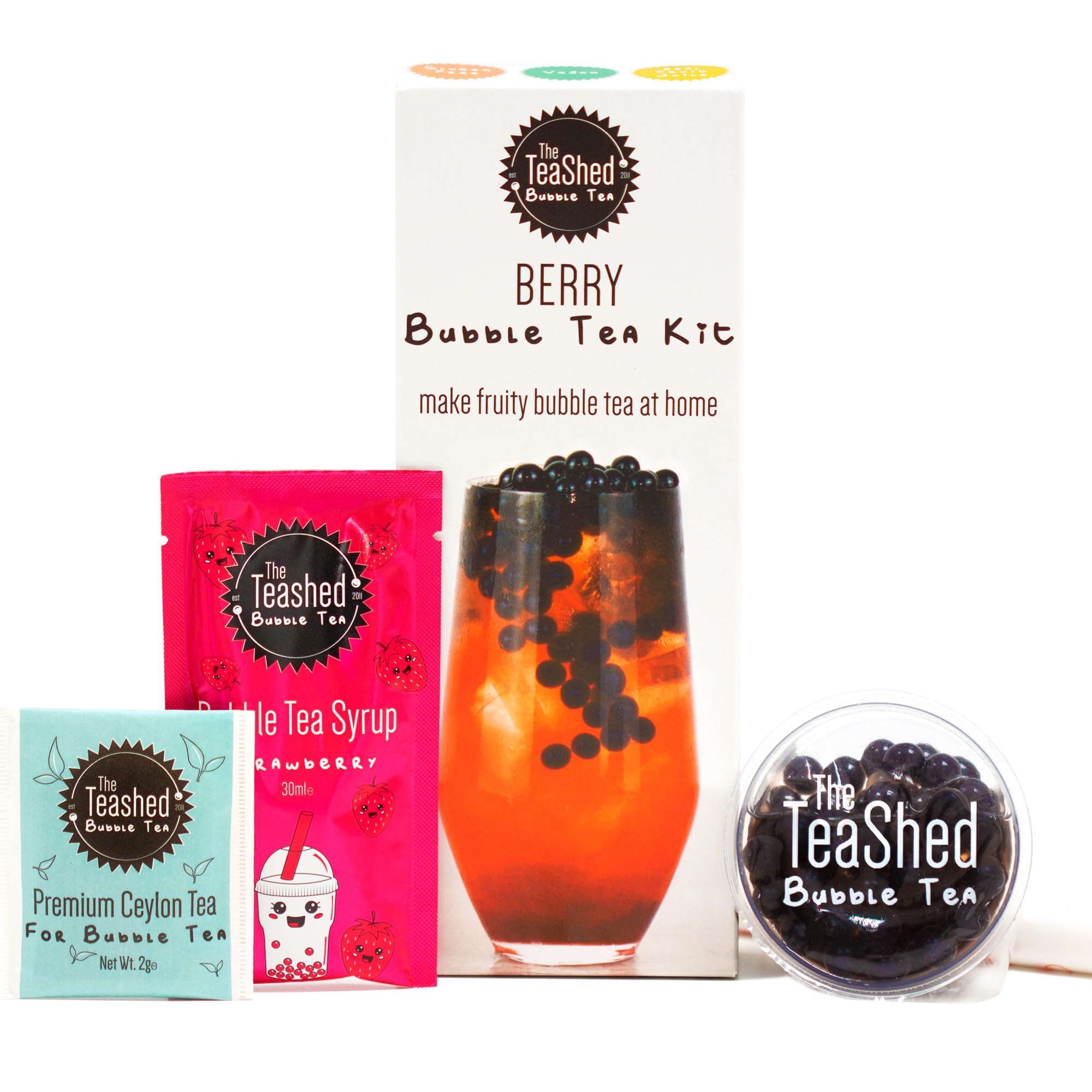 The TeaShed Berry Bubble Tea Kit - Strawberry & Blueberry Flavors | Vegan & Gluten-Free 1