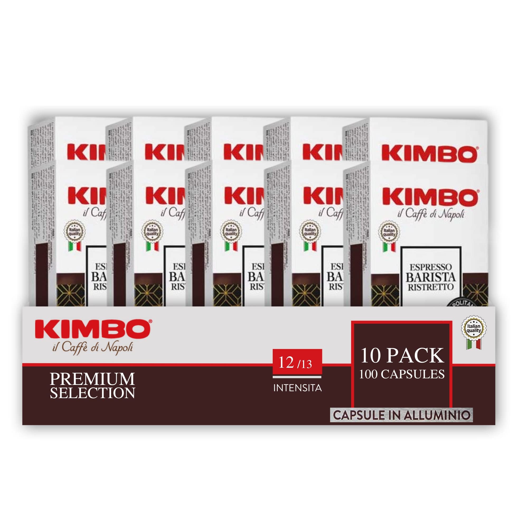 Kimbo Barista Ristretto Coffee Capsules (10x10) | 100% Arabica Dark Roast | Nespresso Compatible Aluminium Pods 1