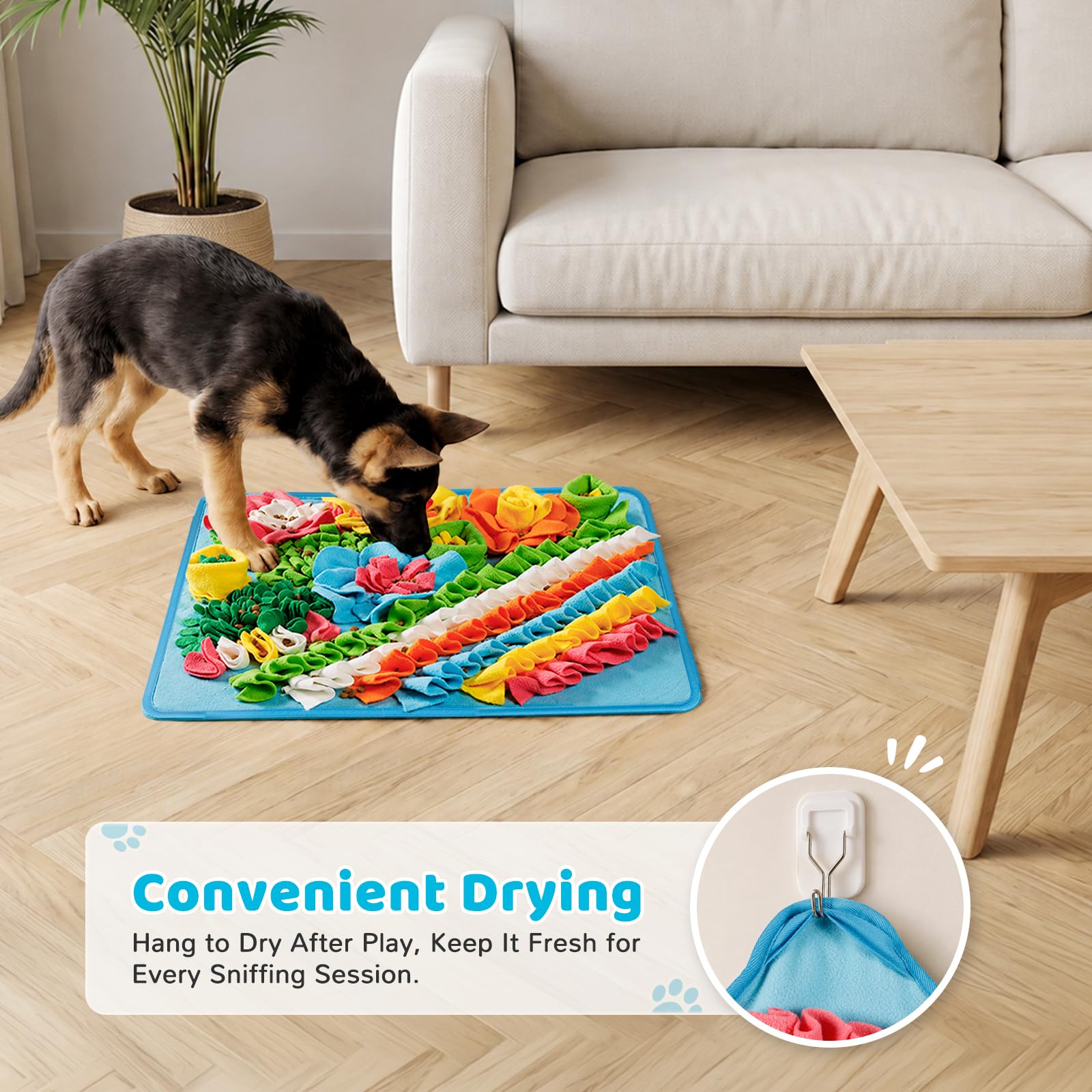Gimars Snuffle Mat for Dogs - Interactive Puzzle Toy, Slow Feeder, Stress Relief | 39x39cm Blue 7