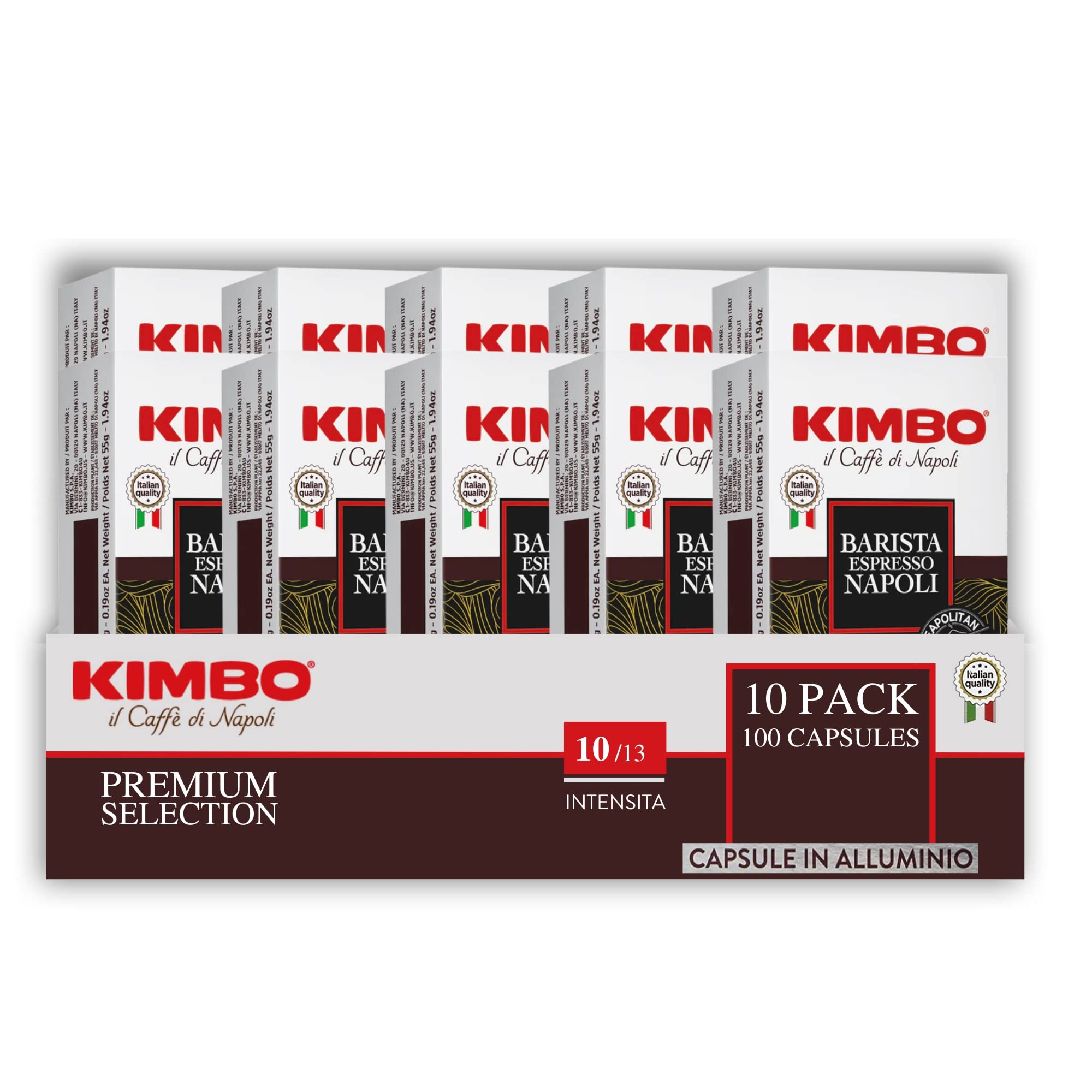 Kimbo Coffee Espresso Napoli Capsules (10 x 10) | Nespresso-Compatible Pods | Italian Medium Dark Roast | Arabica Robusta Blend 1