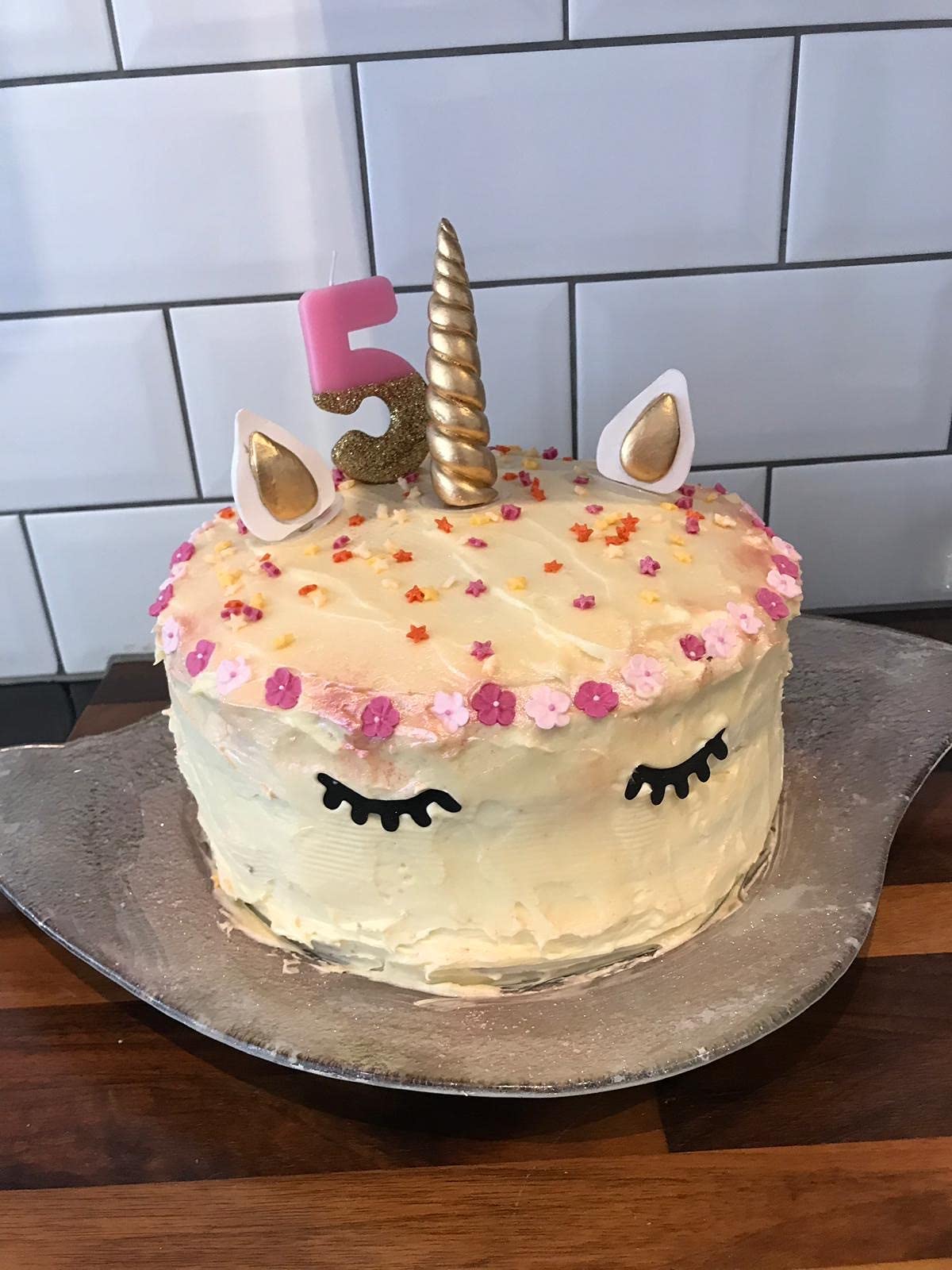Talking Tables Pink Number 4 Candle with Gold Glitter - Birthday Cake Decoration 2