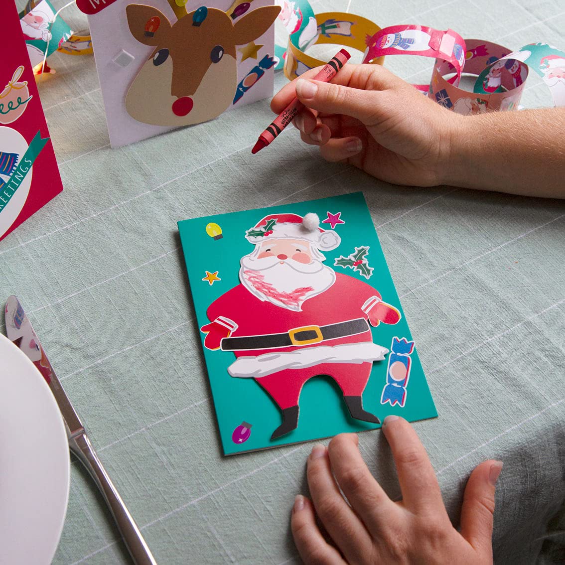 Talking Tables Christmas Card Making Craft Kit for Kids - 12-Pack with Envelopes & Decorations 3