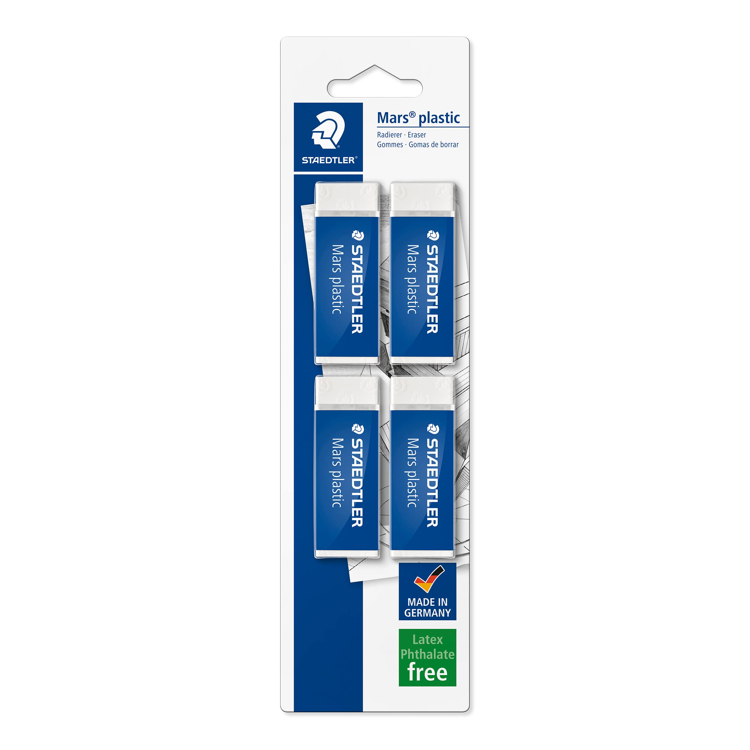 STAEDTLER Mars Plastic Erasers - Premium Quality Erasing | Phthalate & Latex Free | Pack of 4
