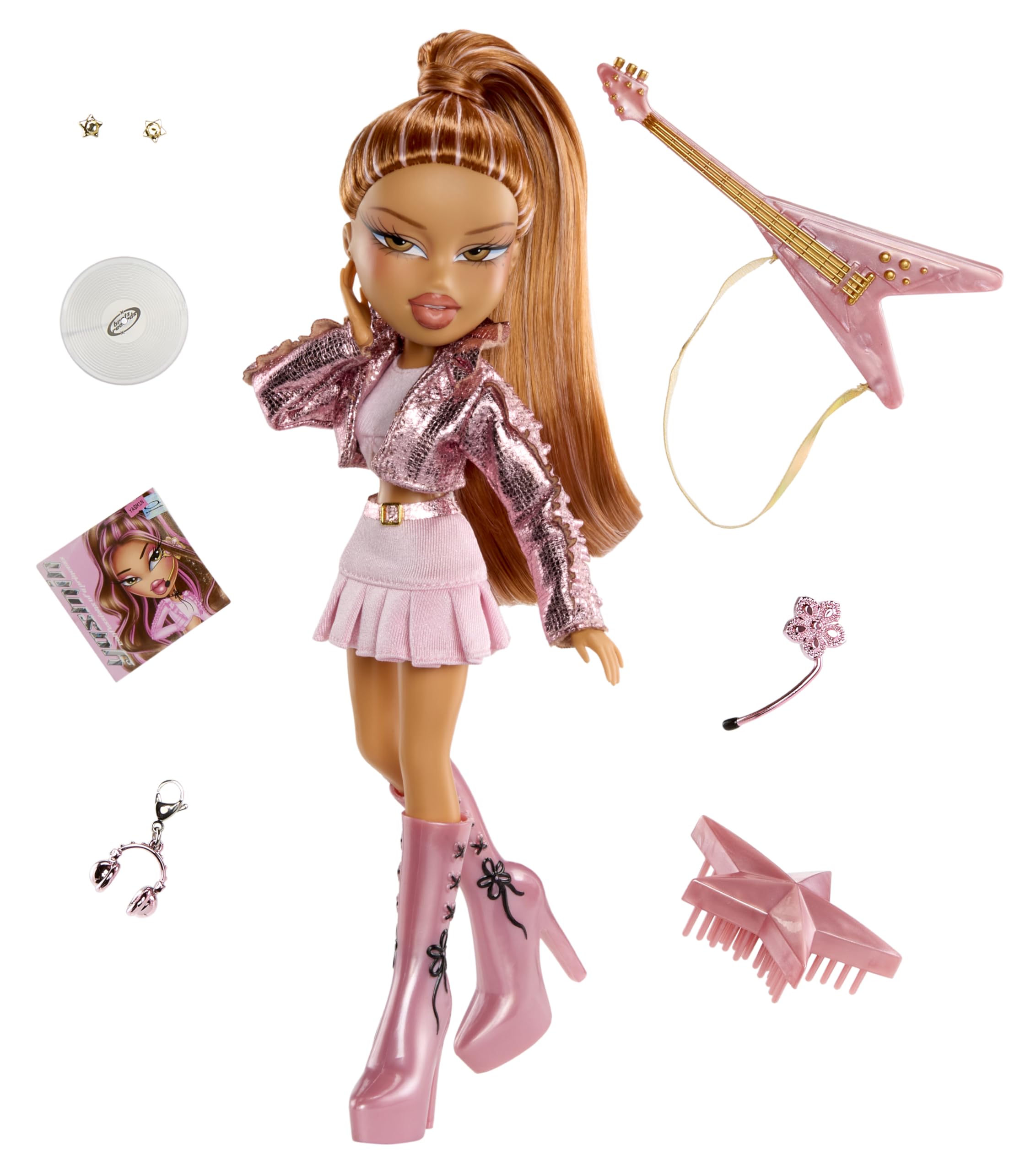 Bratz Pop Starz Yasmin Fashion Doll - 11.5 inches | Collectable Charm | Musical Accessories
