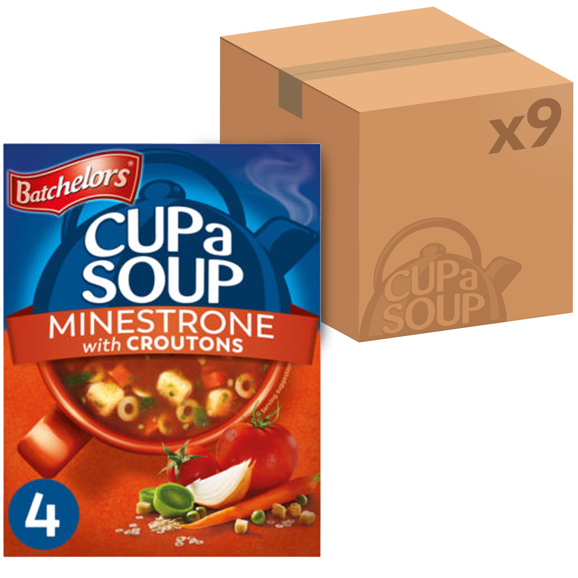 Batchelors Cup a Soup Minestrone with Croutons Instant Soup, 36 Servings (9 x 4 Sachets)