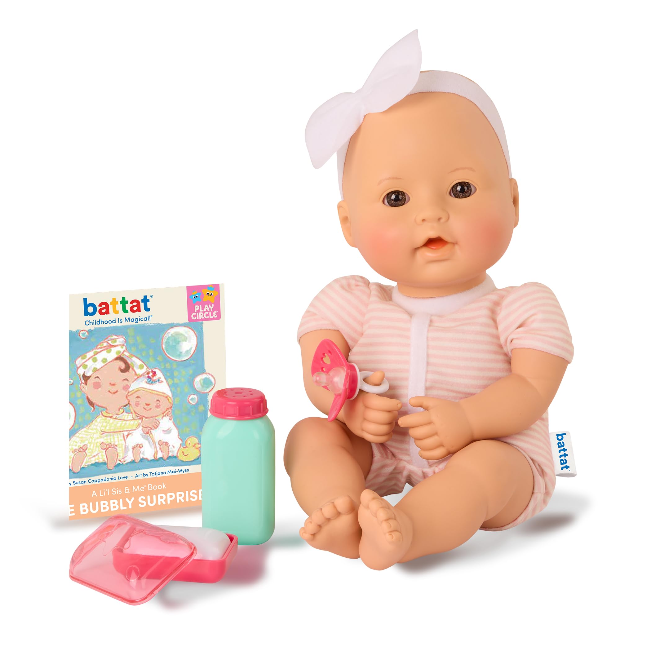 Baby Sweetheart 12-Inch Soft Body Bath Time Doll with Storybook and Accessories | Ages 2+