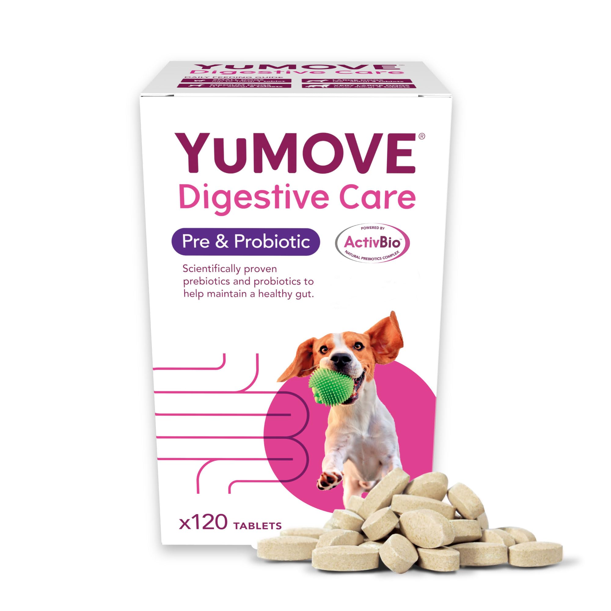 YuMOVE Digestive Care Dog Pre and Probiotics Supplement for Gut Health | 120 Tablets