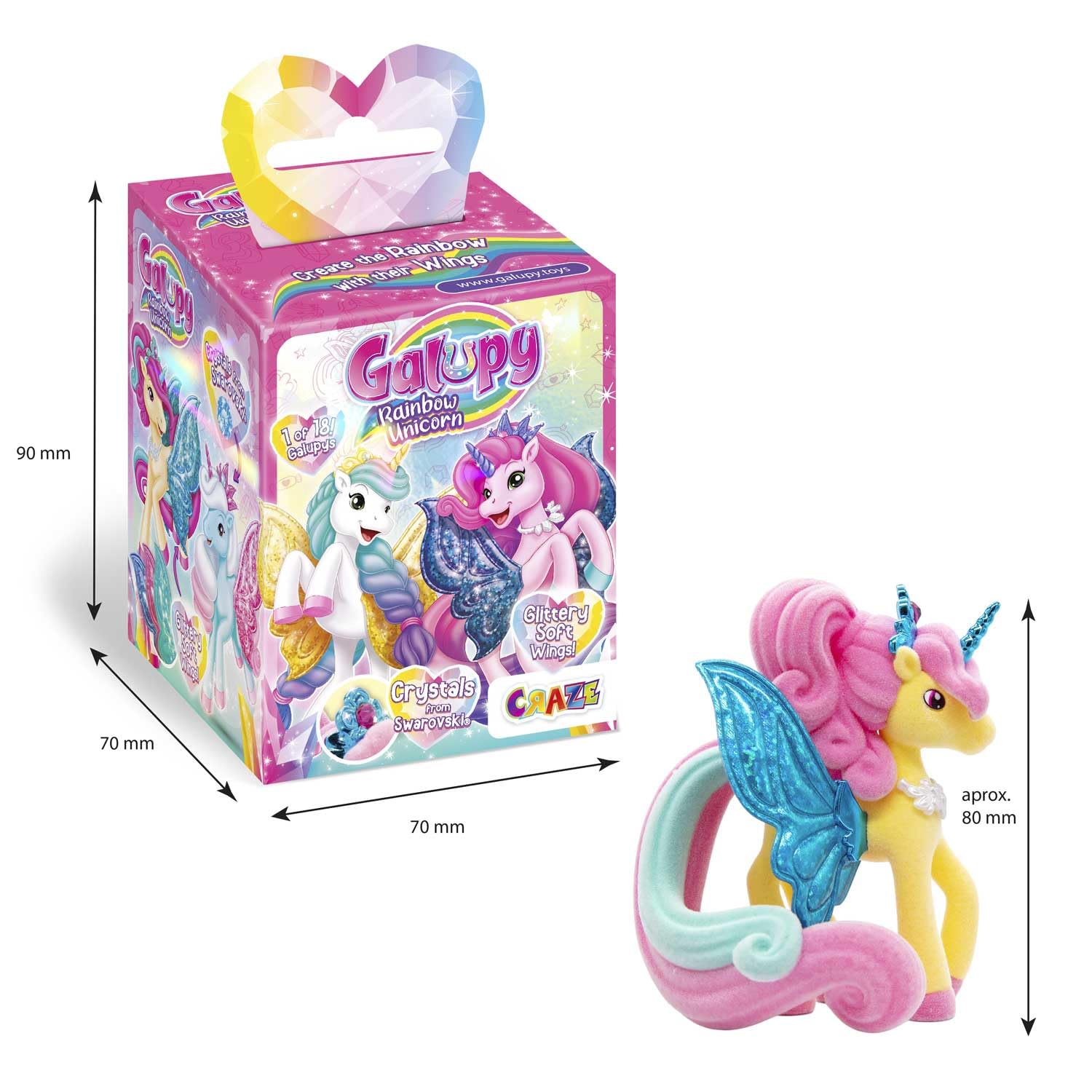 Galupy Rainbow Unicorn Toy Set - 3 Pack Collectible Figures with Swarovski Crystals 5