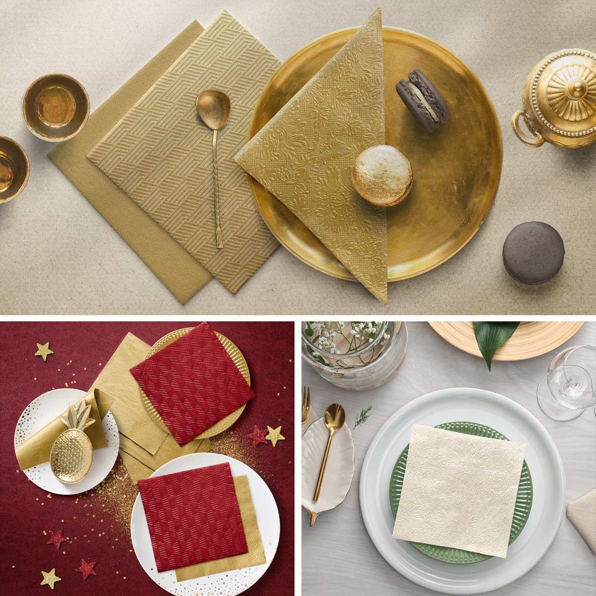 PAW Decor Collection Gold 3-Ply Napkins (33 x 33 cm) – 20 Pieces, FSC & Ecolabel-Certified 5