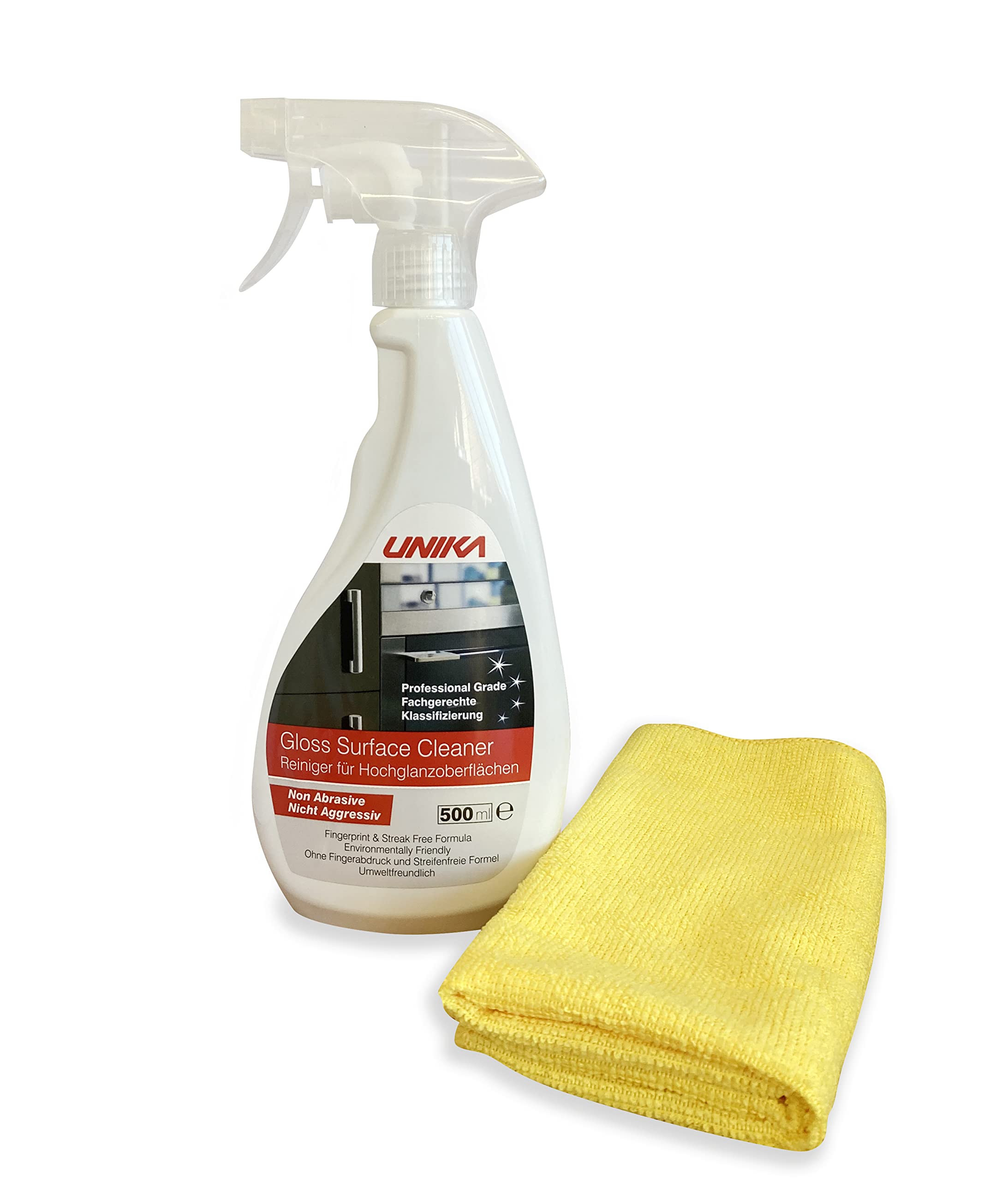 Unika Gloss Surface Cleaner - High Shine, Streak-Free Finish | 500ml Spray | Lemon Scent
